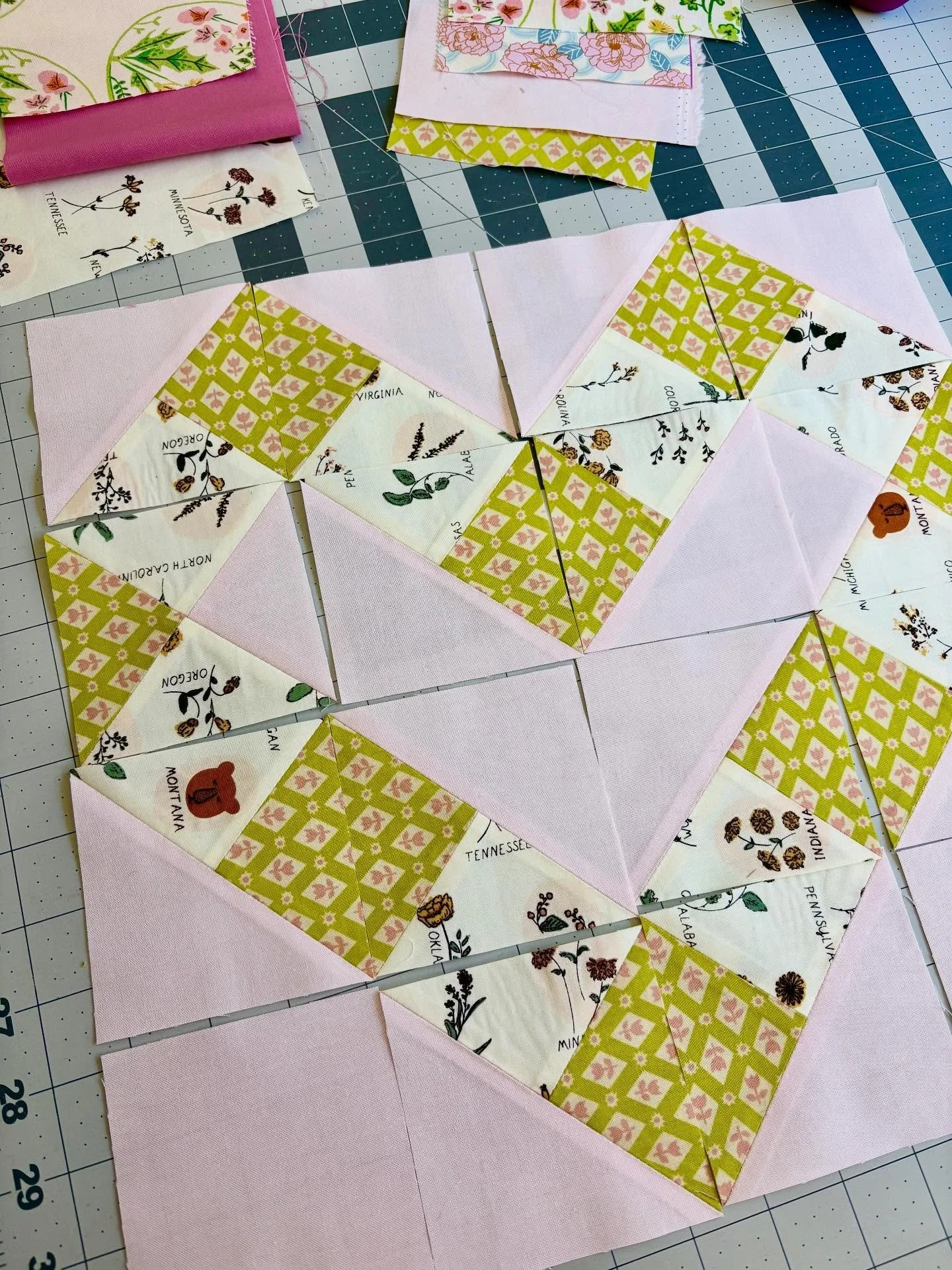 Swipe to see this block in Strawberries!

I&rsquo;m in the middle of testing my next block pattern. My very first test block is actually my favorite fabric combo so far - the block with the green Strawberry print. But my assembly method wasn&rsquo;t 