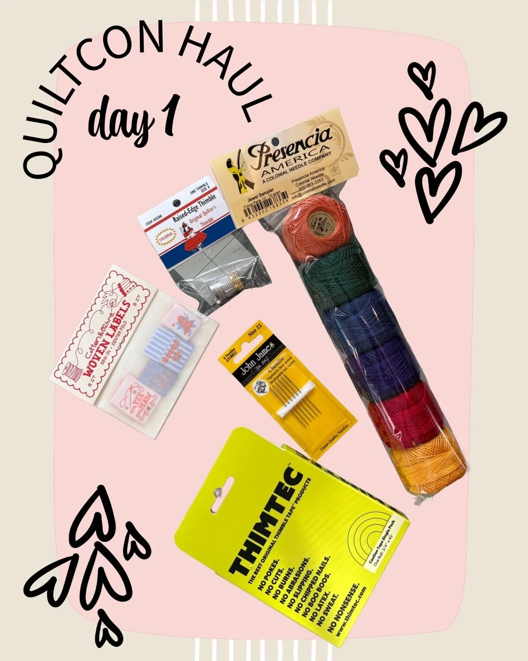 My QuiltCon haul!

I planned to be at QuiltCon for several days, so I knew I needed to pace my purchases. I made a rough list of things I wanted to buy, and tried to have a theme for each day&rsquo;s purchases. 

Thursday: I focused on goodies for ha