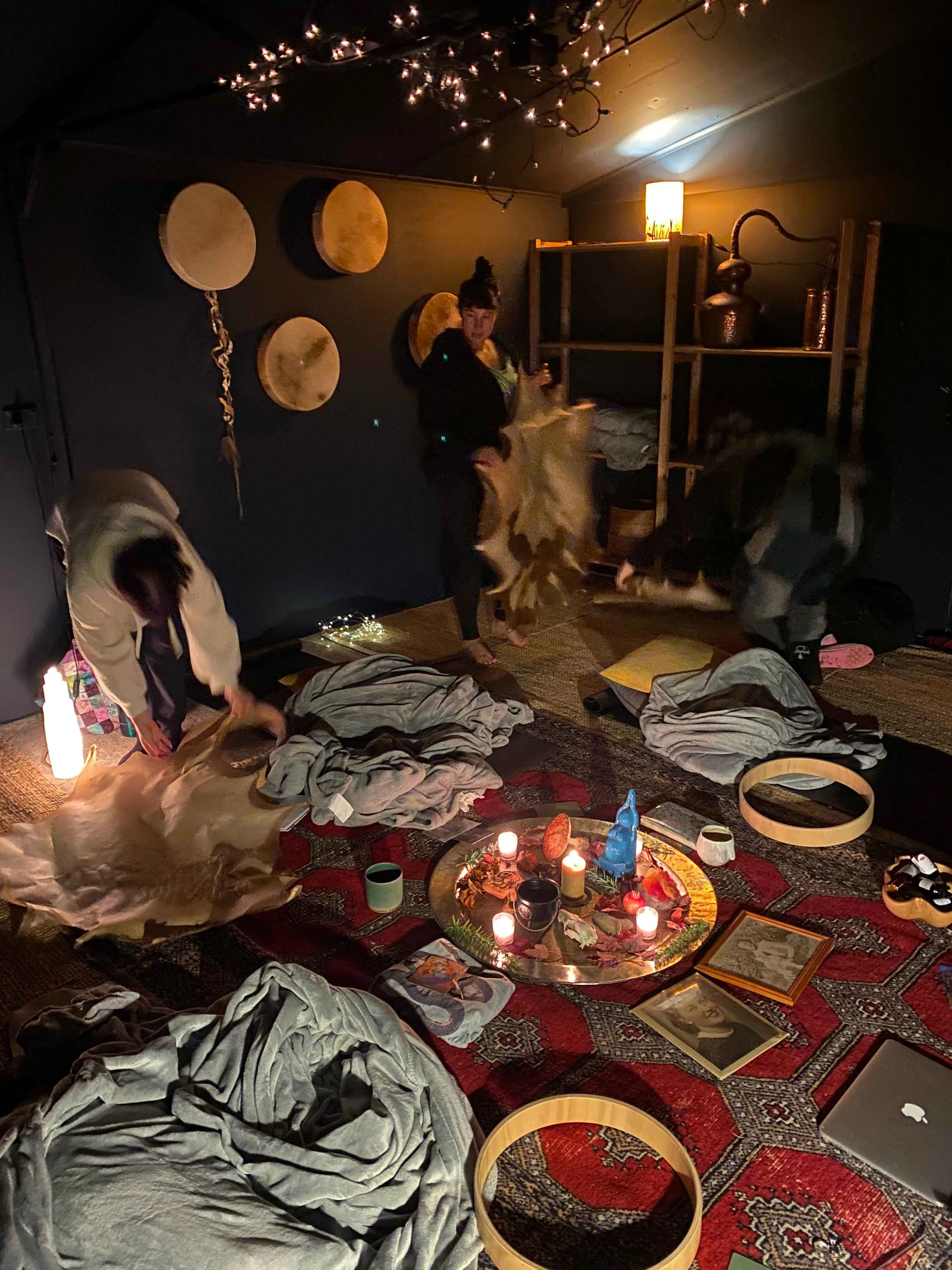 women in Australia joining medicine drum making workshop in Central Victoria