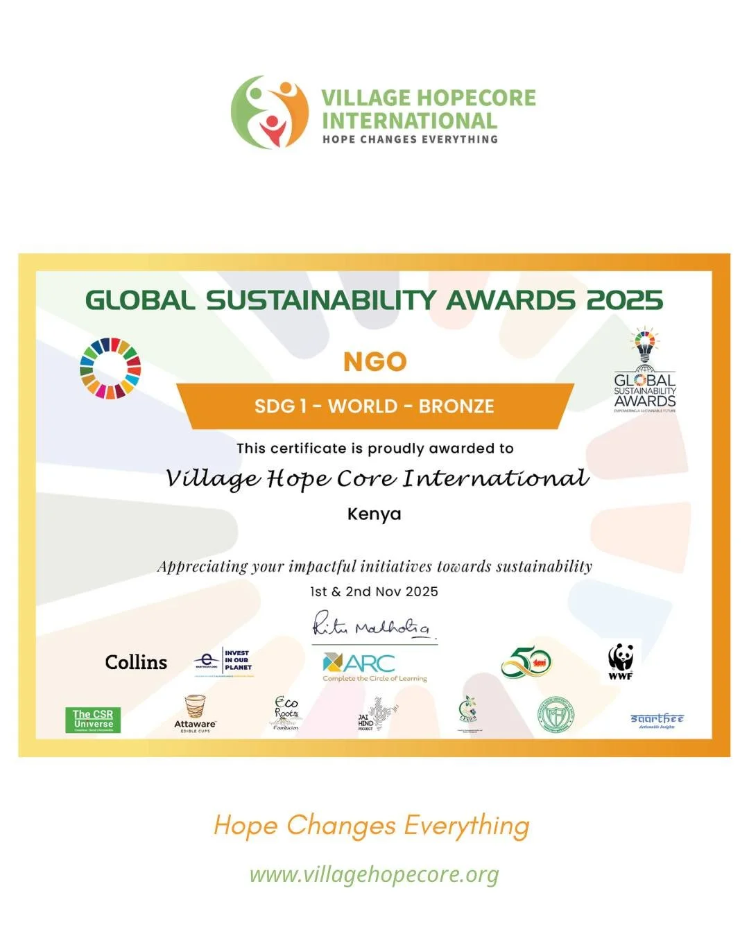 Exciting News! We have been honored with the 2025 Global Sustainability Award for our Street Business School (SBS) Training! This award recognizes our commitment to breaking the cycle of poverty, empowering women, youth, and families to build sustain