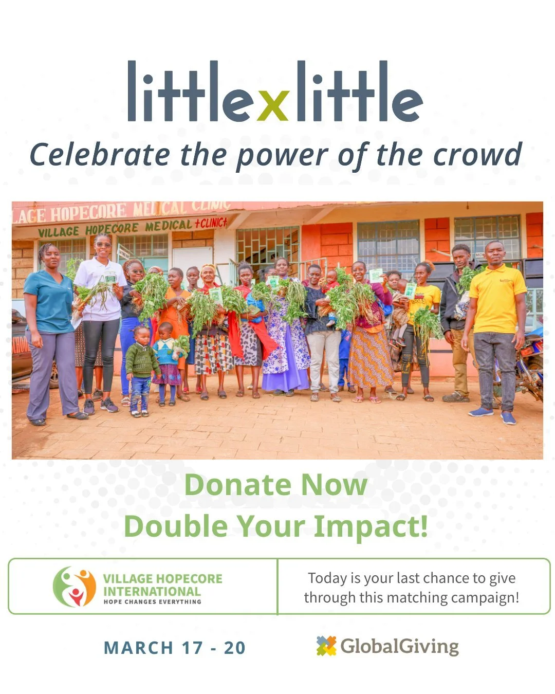 Today is your last chance to give through this campaign!

118 children in our community are facing malnutrition. This campaign establishes Climate-Smart Kitchen Gardens&mdash; helping mothers grow nutritious food year-round at home.

Even a small gif