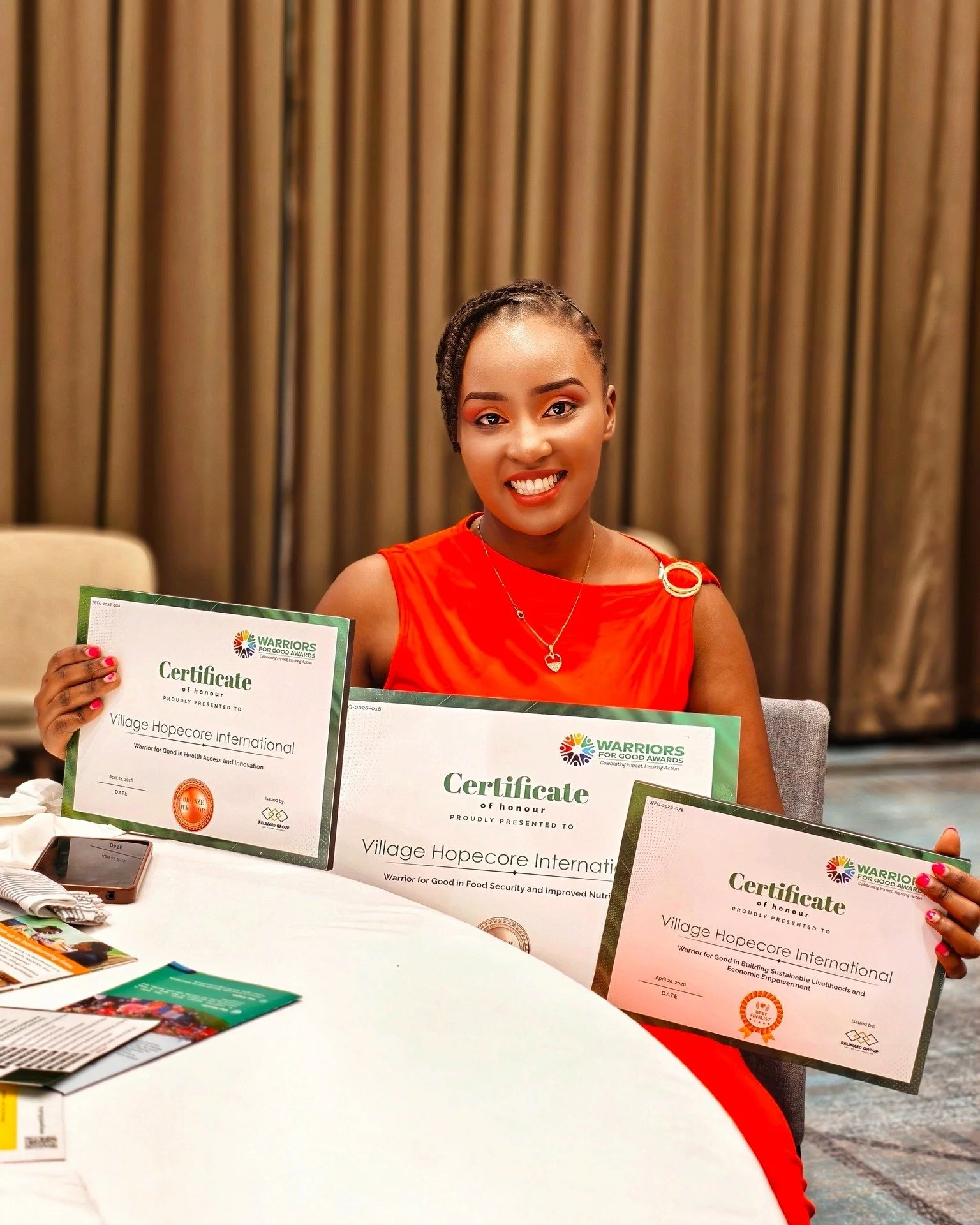 We are excited to announce that Village HopeCore International received major recognition at the Warriors for Good Awards in Nairobi last week.

Presented by the Relinked Group, these honors recognize organizations that drive lasting, community-led t