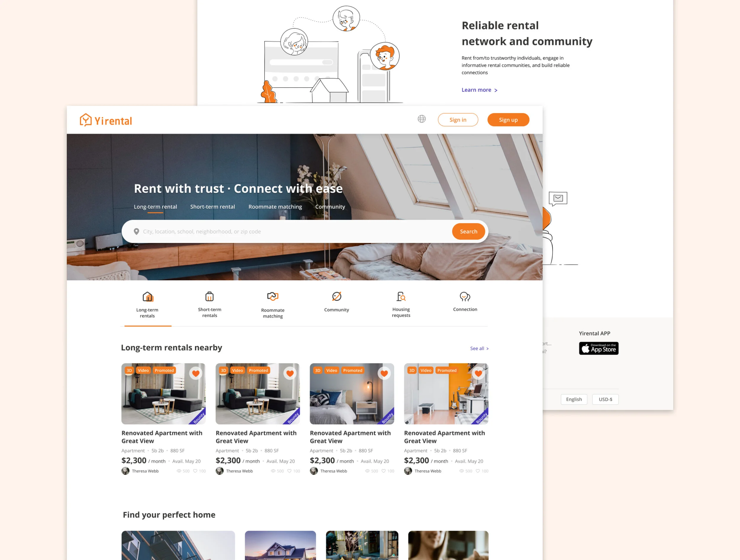 Rental Platform Homepage Redesign