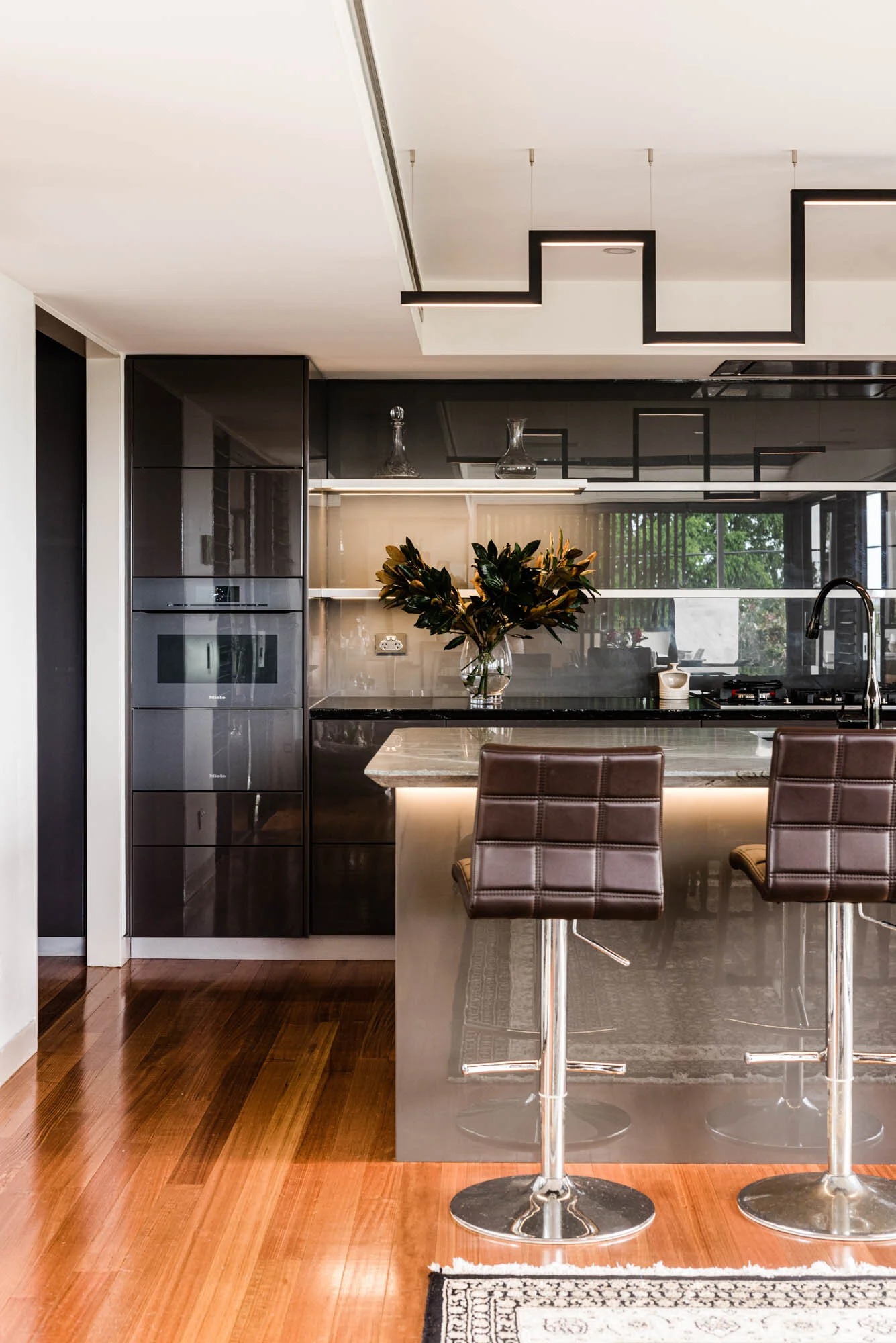 Dark Kitchen Renovation with Feature lighting 