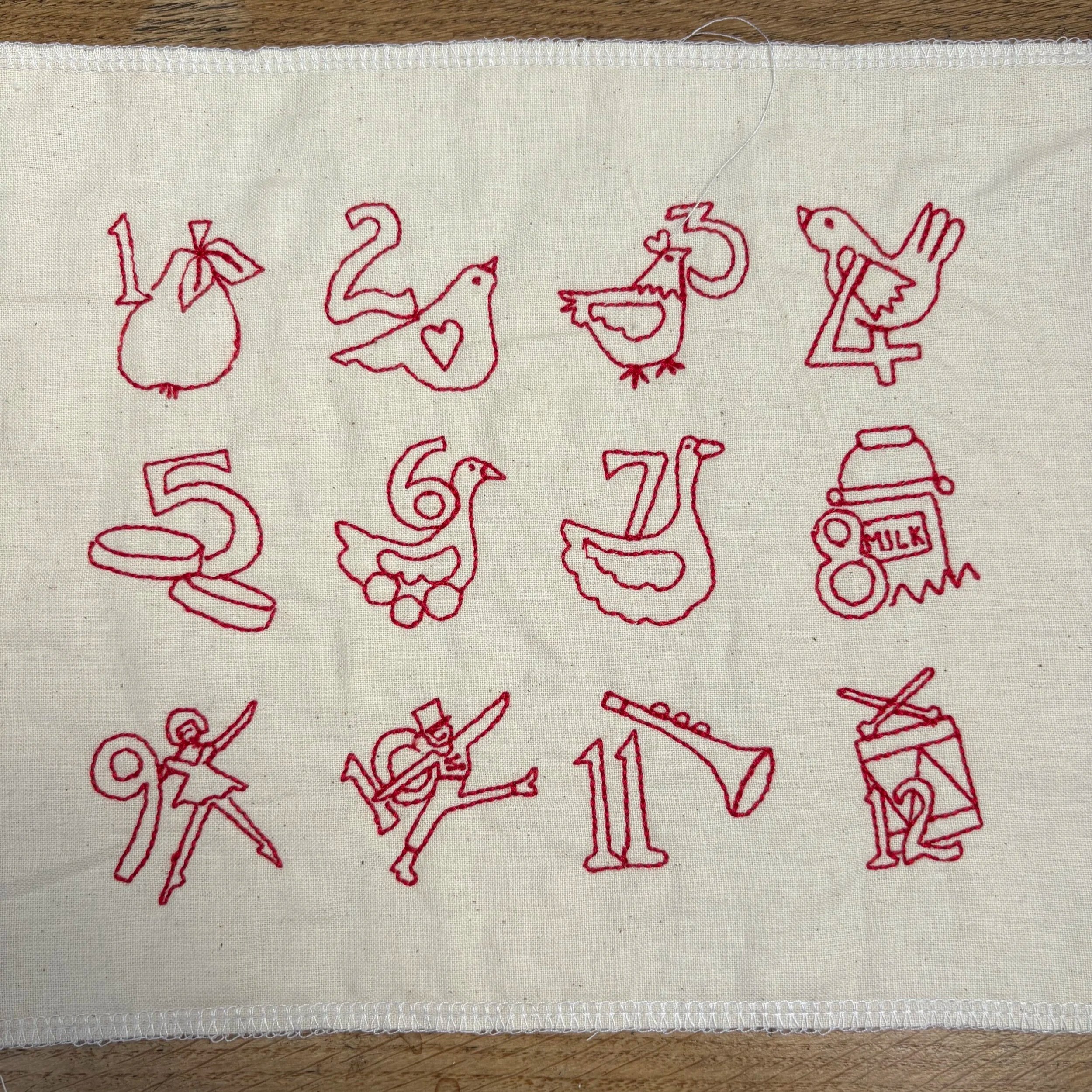 12 Days of Christmas Mini Machine Embroidery Files