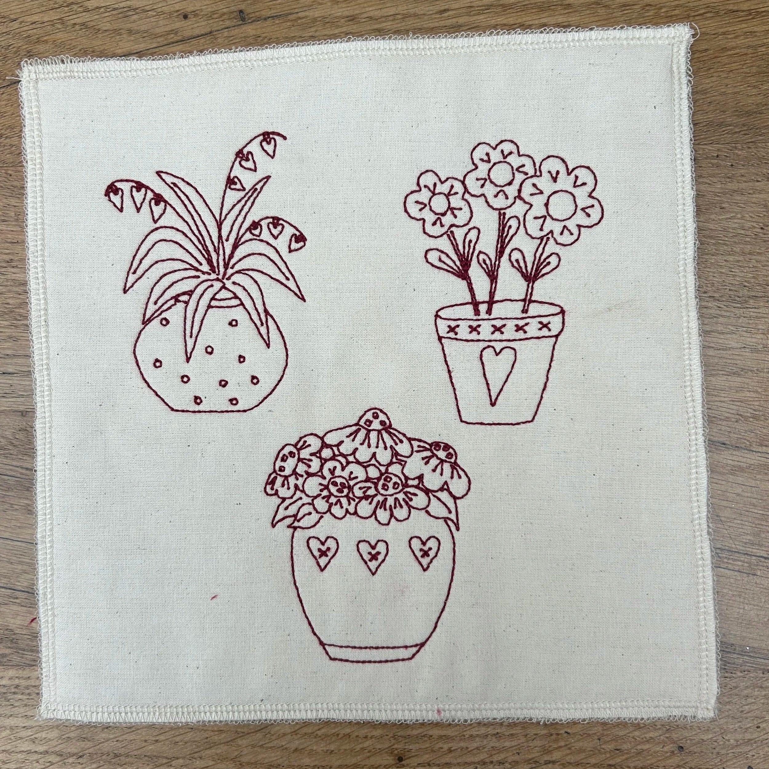 3 Flower Pots Embroidery Machine File