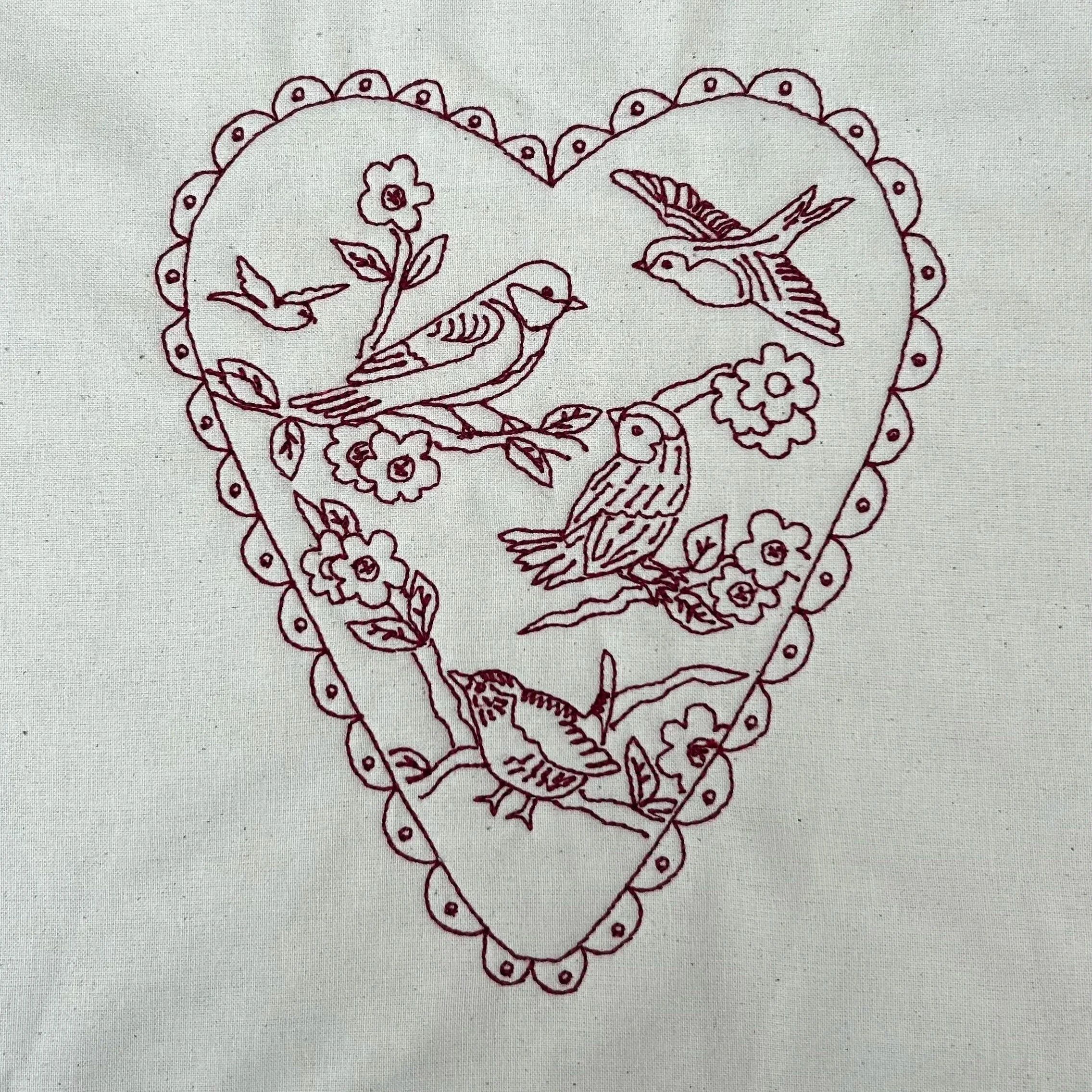 Birds in my Garden Heart Machine Embroidery File