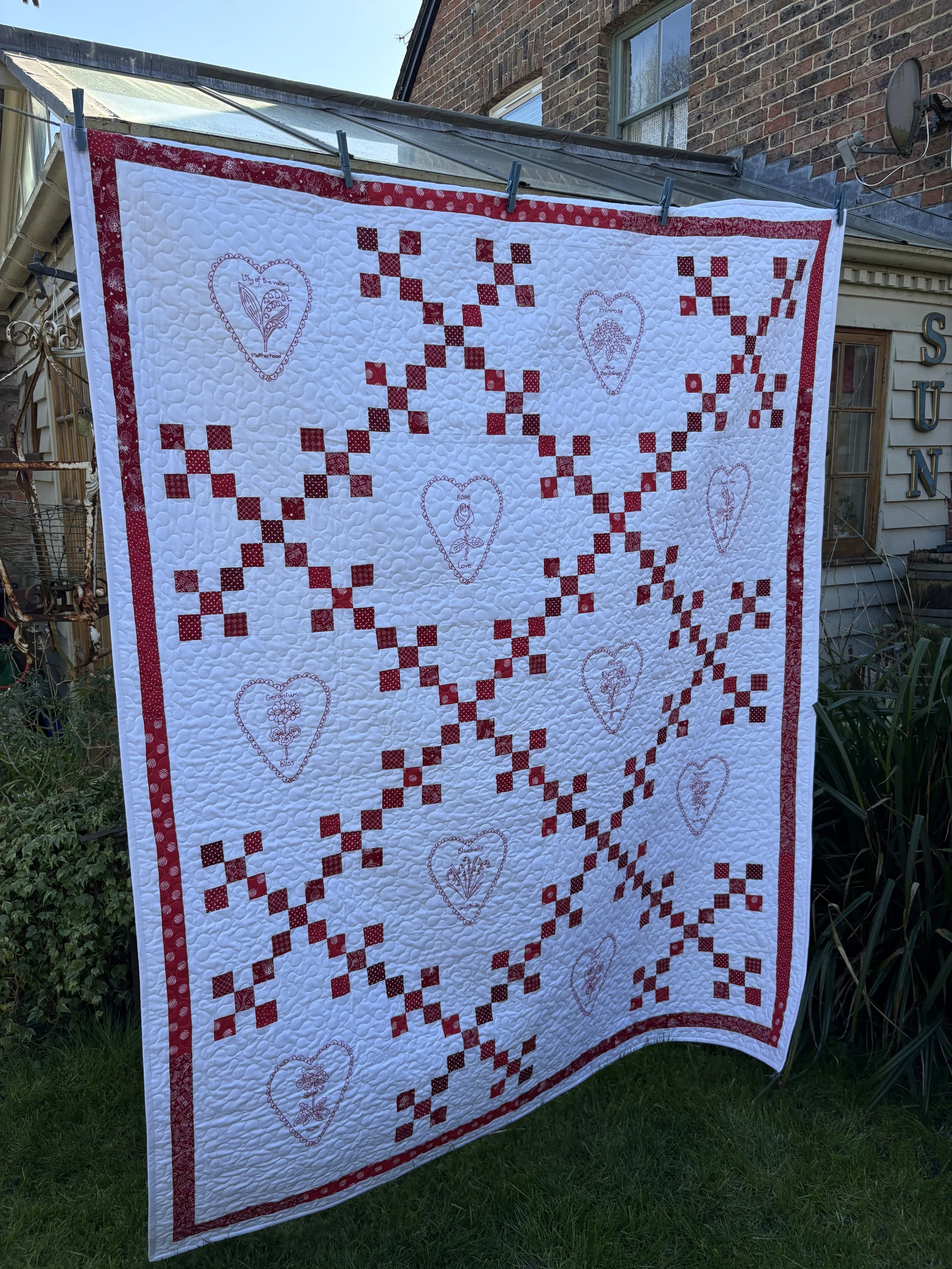 BRAND NEW! Irish Chain Flower Hearts Quilt Pattern