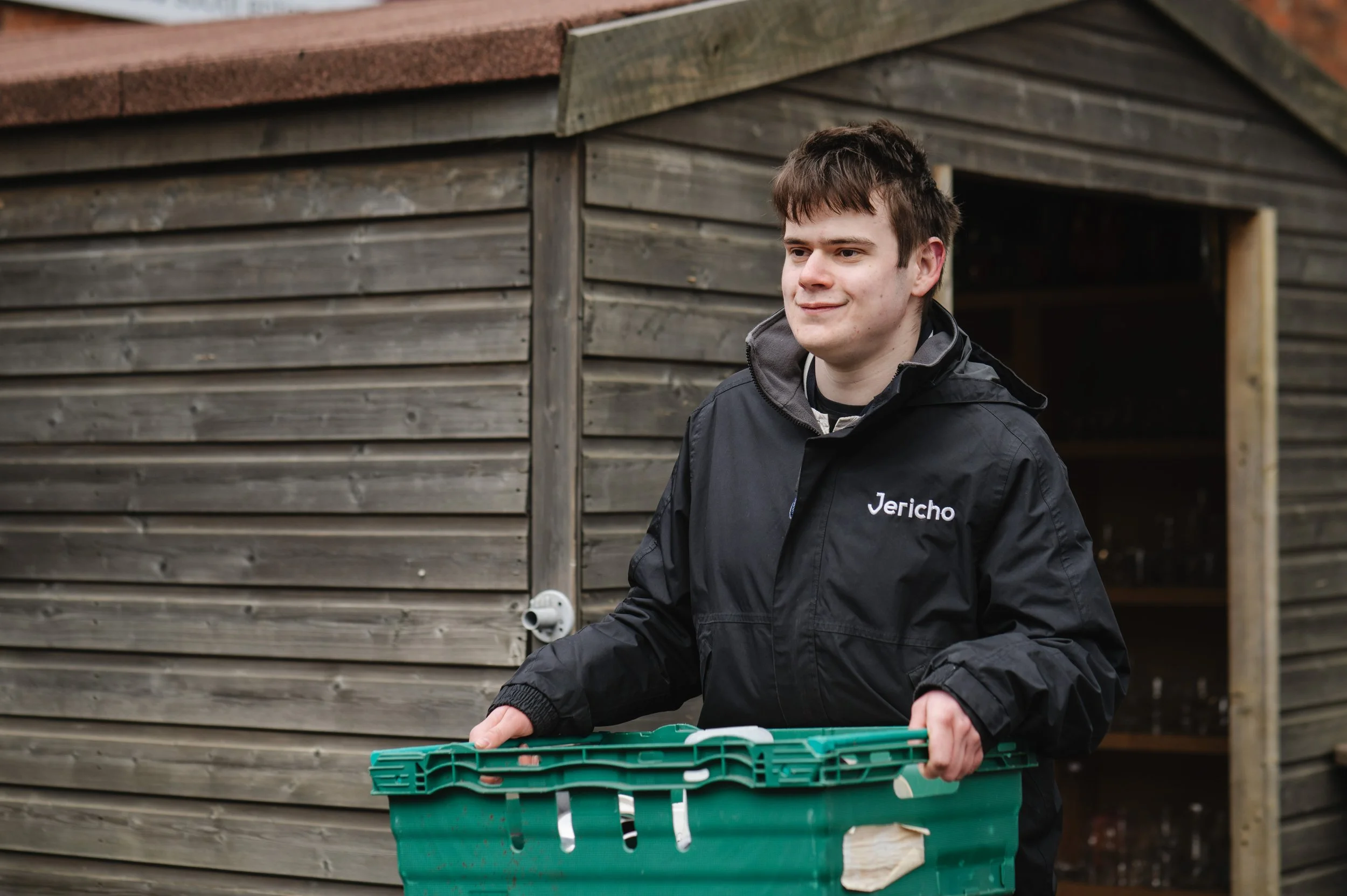 Man holding a crate
