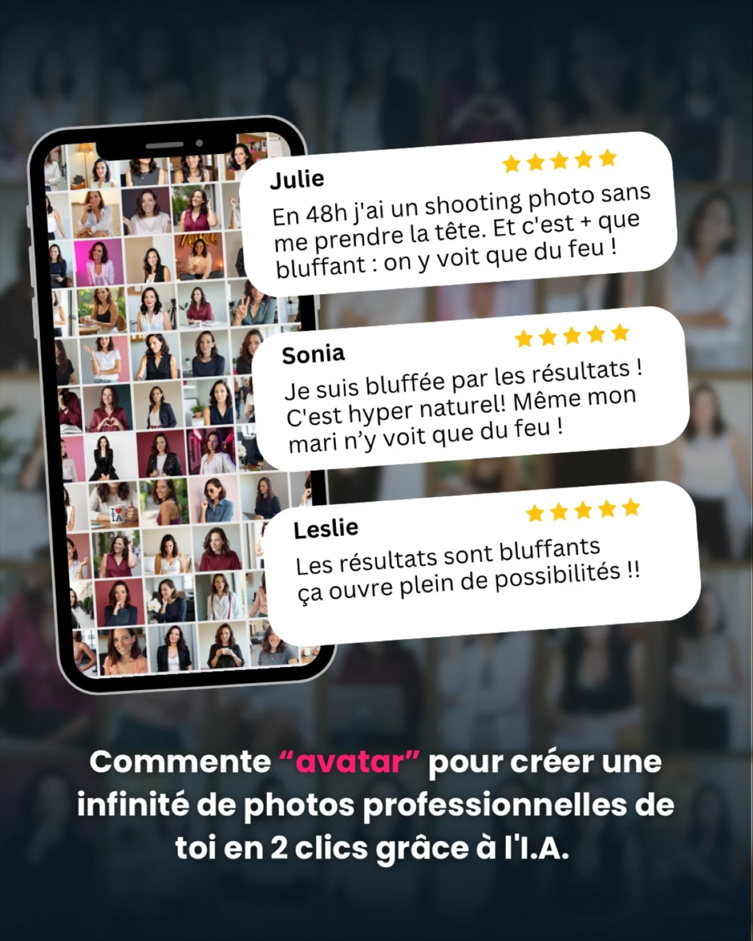 Il reste moins de 3j pour profiter du tarif Early Bird !

G&eacute;n&egrave;re une infinit&eacute; de photos professionnelles de toi en 2 clics gr&acirc;ce &agrave; l&rsquo;I.A.
❌Sans passer par des shootings co&ucirc;teux et chronophage (o&ugrave; t