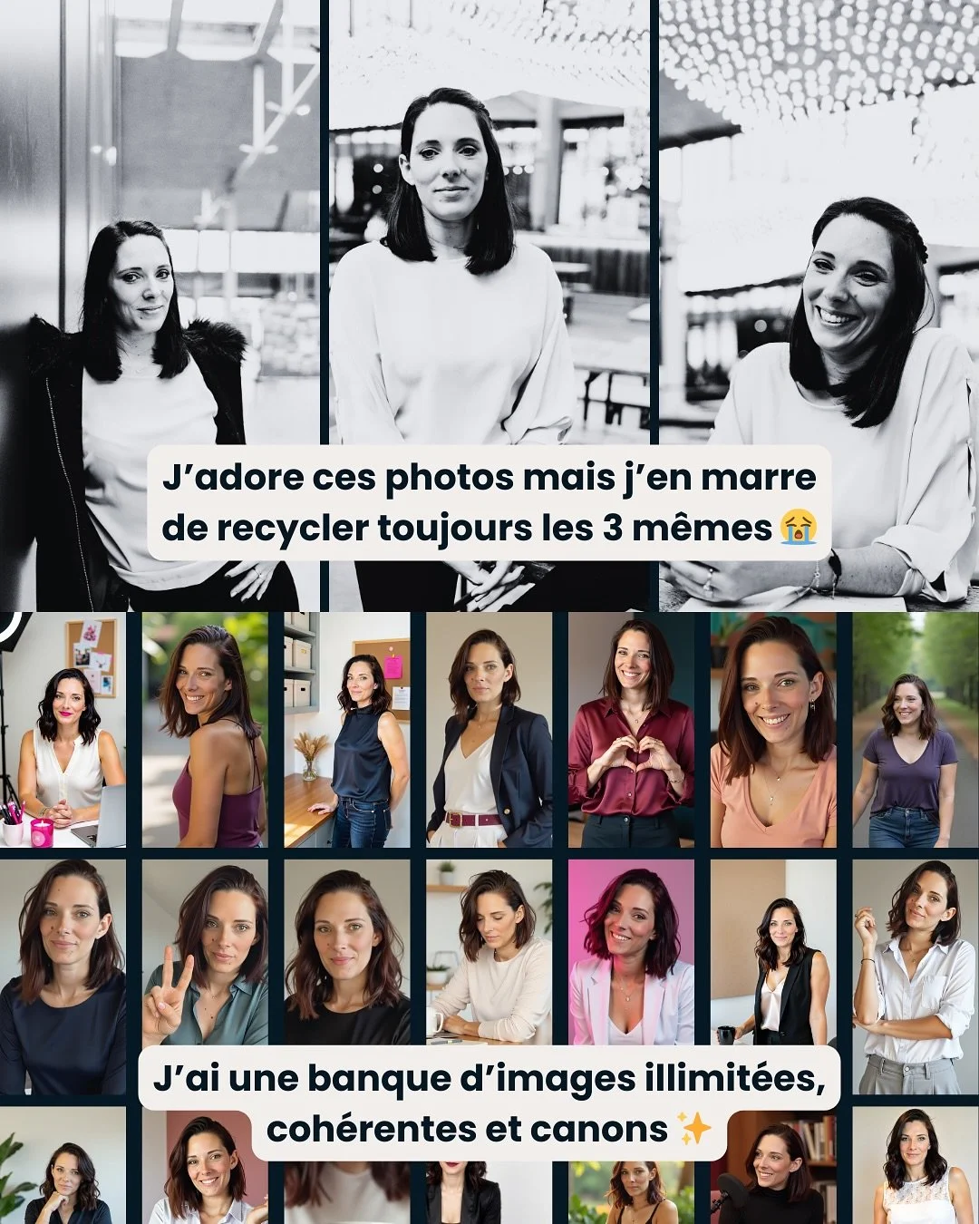 Dernier jour pour profiter du tarif Early Bird 😉

Passe de &ldquo;je gal&egrave;re avec mes 3 m&ecirc;mes photos&rdquo; &rarr; &agrave; &ldquo;j&rsquo;ai une banque illimit&eacute;e de visuels pros qui me ressemblent vraiment&rdquo;.

Fini :
❌ les s