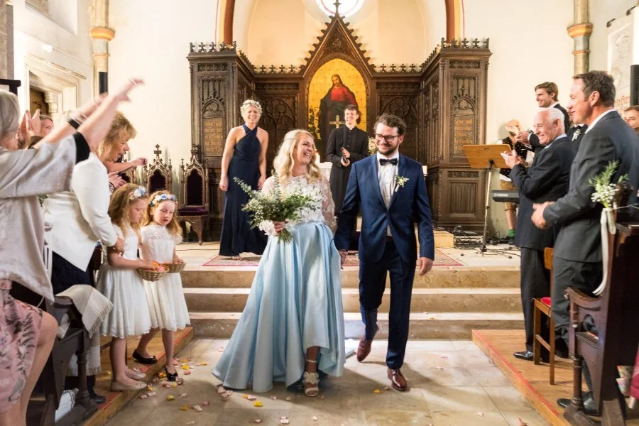 Filippa &amp; Adam (Denmark)Filippa wears custom Rasbery Pavlova made-to-order from our atelier in Cornwall, UK.