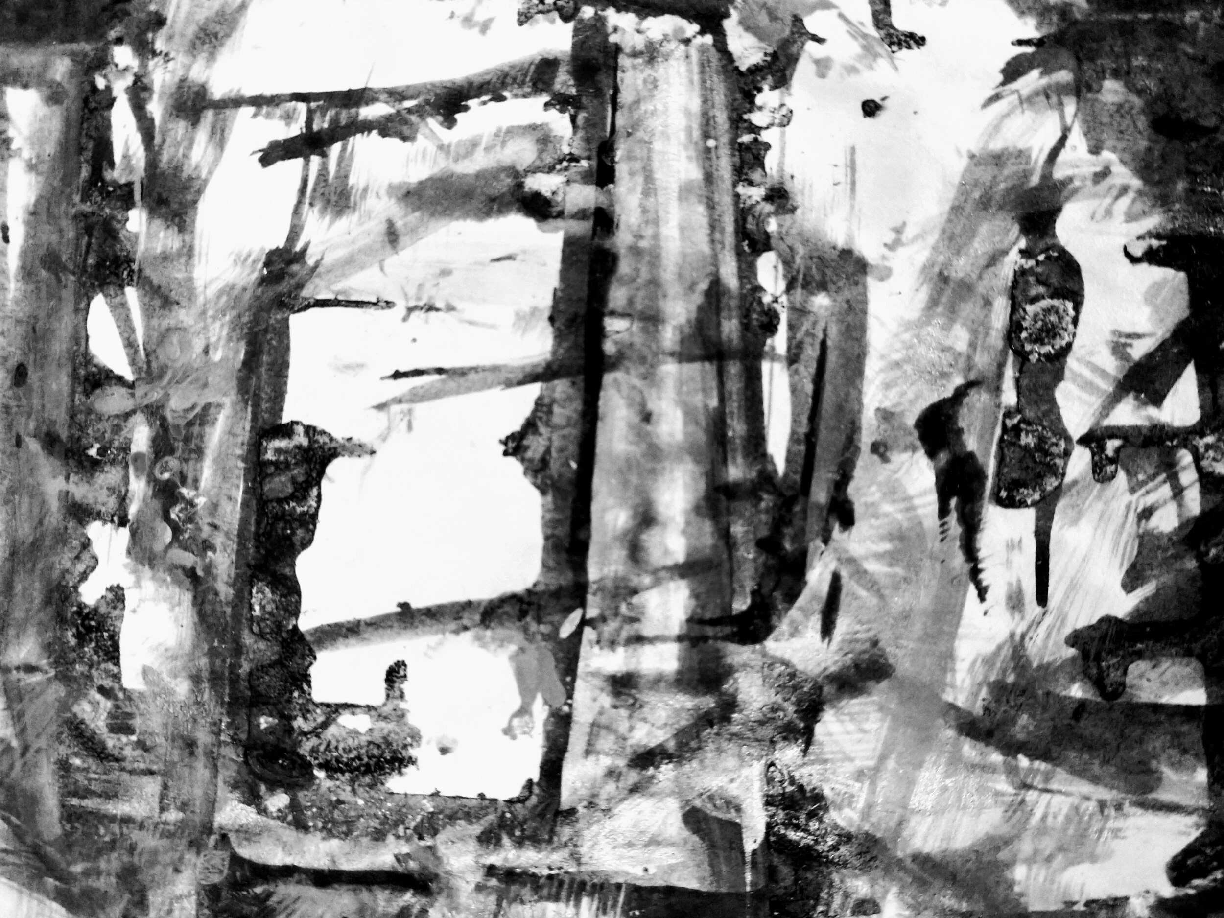 Ink wash abstract: The Raven