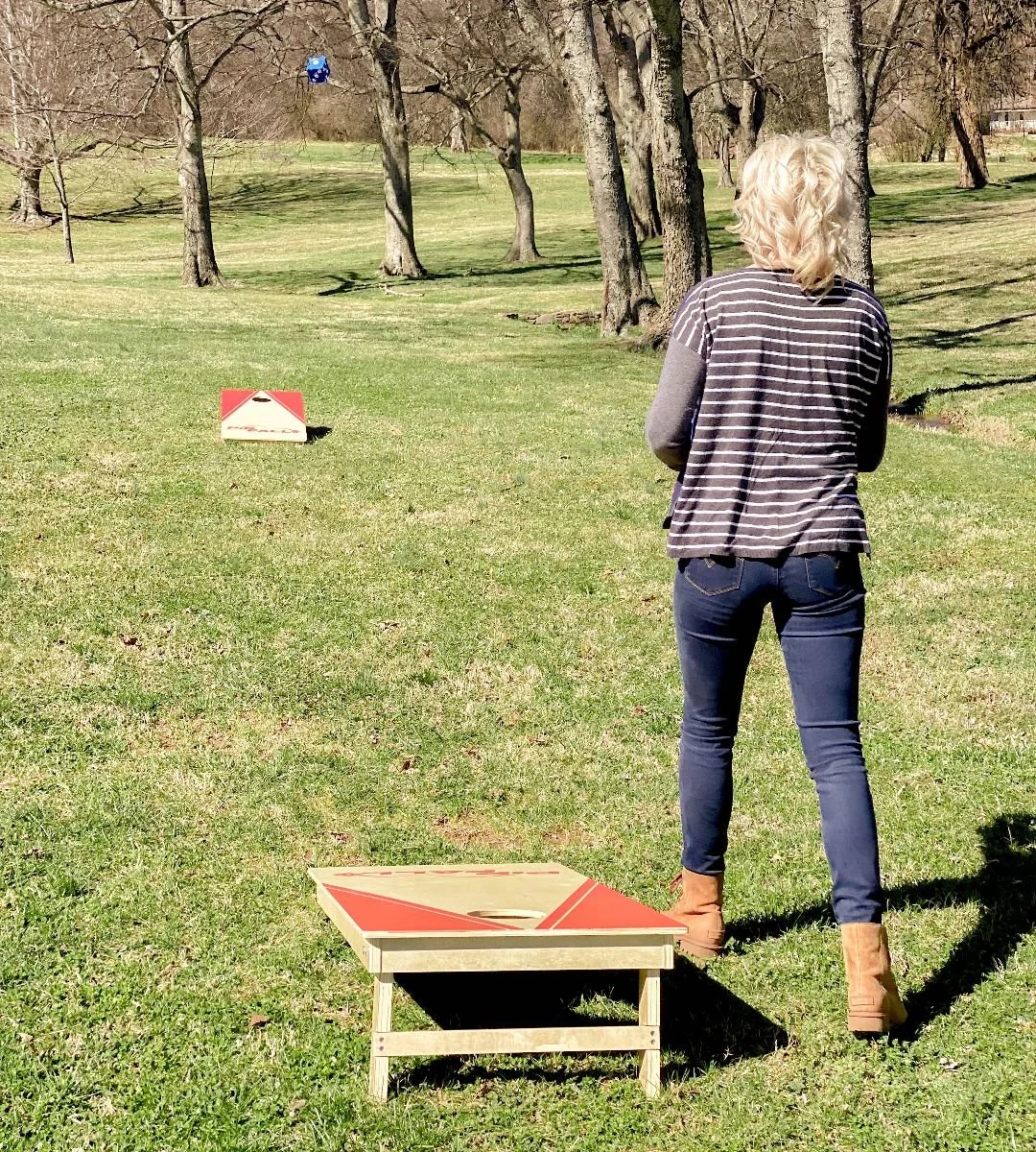 Points are added up by counting the PIPs – you know the dots on the dice - that land on the board, then taking the net score for the round and adding it to your overall score ​