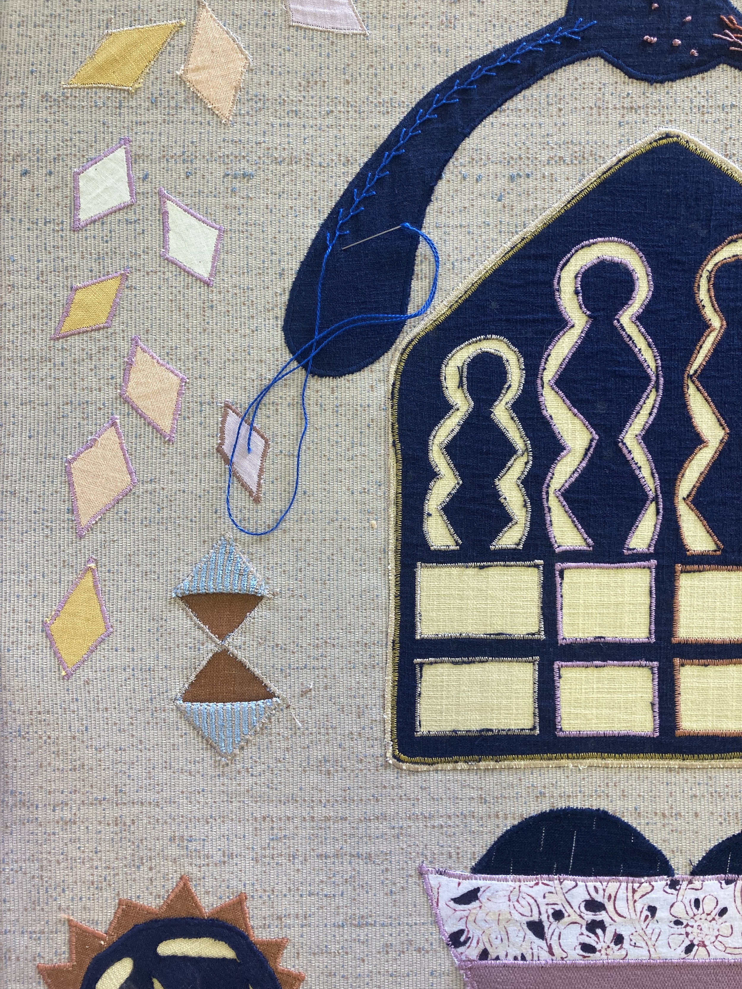 Contemporary embroidered wallhanging