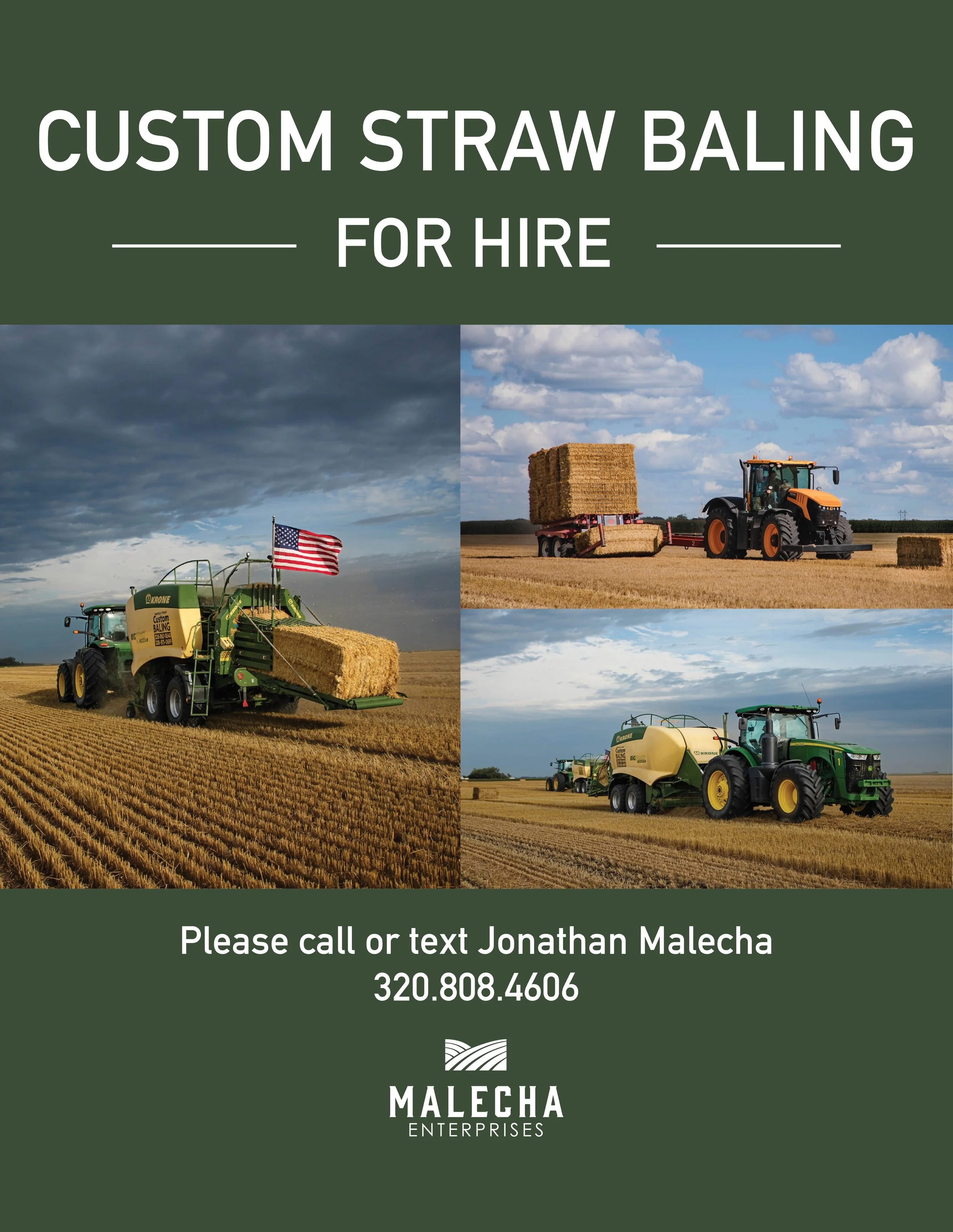Straw baling season will be here before we know it. We are the ones to call if you are in need of someone to come custom bale your straw and stack it at the end of the field. 🌾

We specialize in 3x4x8 square wheat straw bales, serving Minnesota, Nor