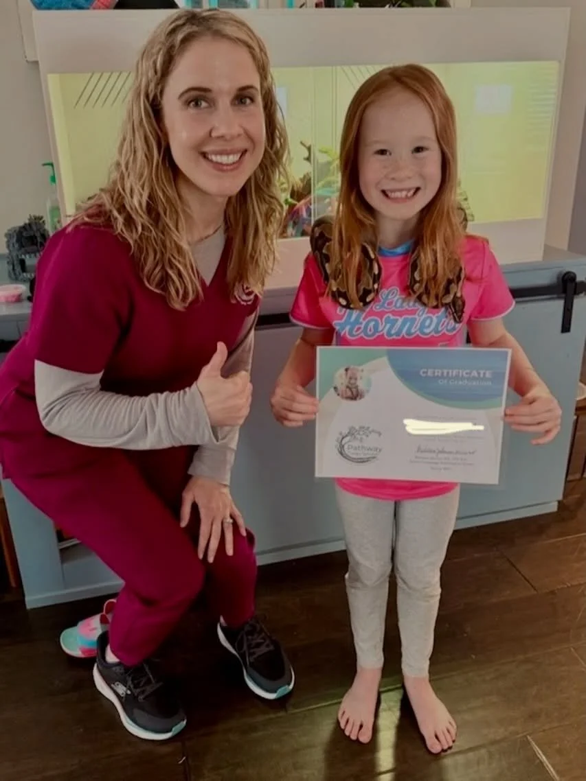 It&rsquo;s been a busy week at Pathway&mdash; We had another speech graduation last night! 🥳🥳

What a hard worker this little lady is! We always made sure to have fun during sessions, but we also got lots of practice in. She is just the sweetest (n
