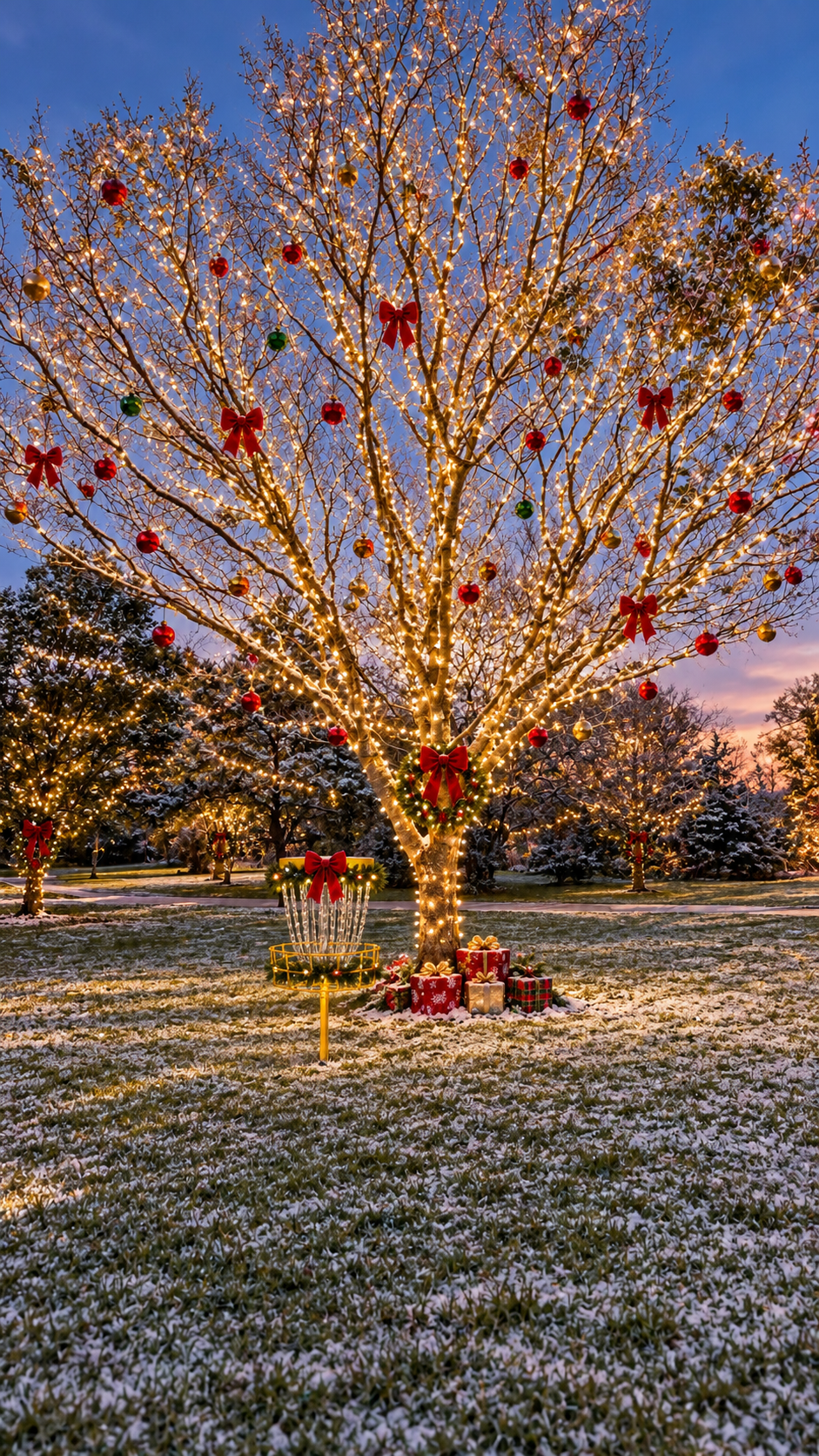 Twilight Christmas Disc Golf Tree.png