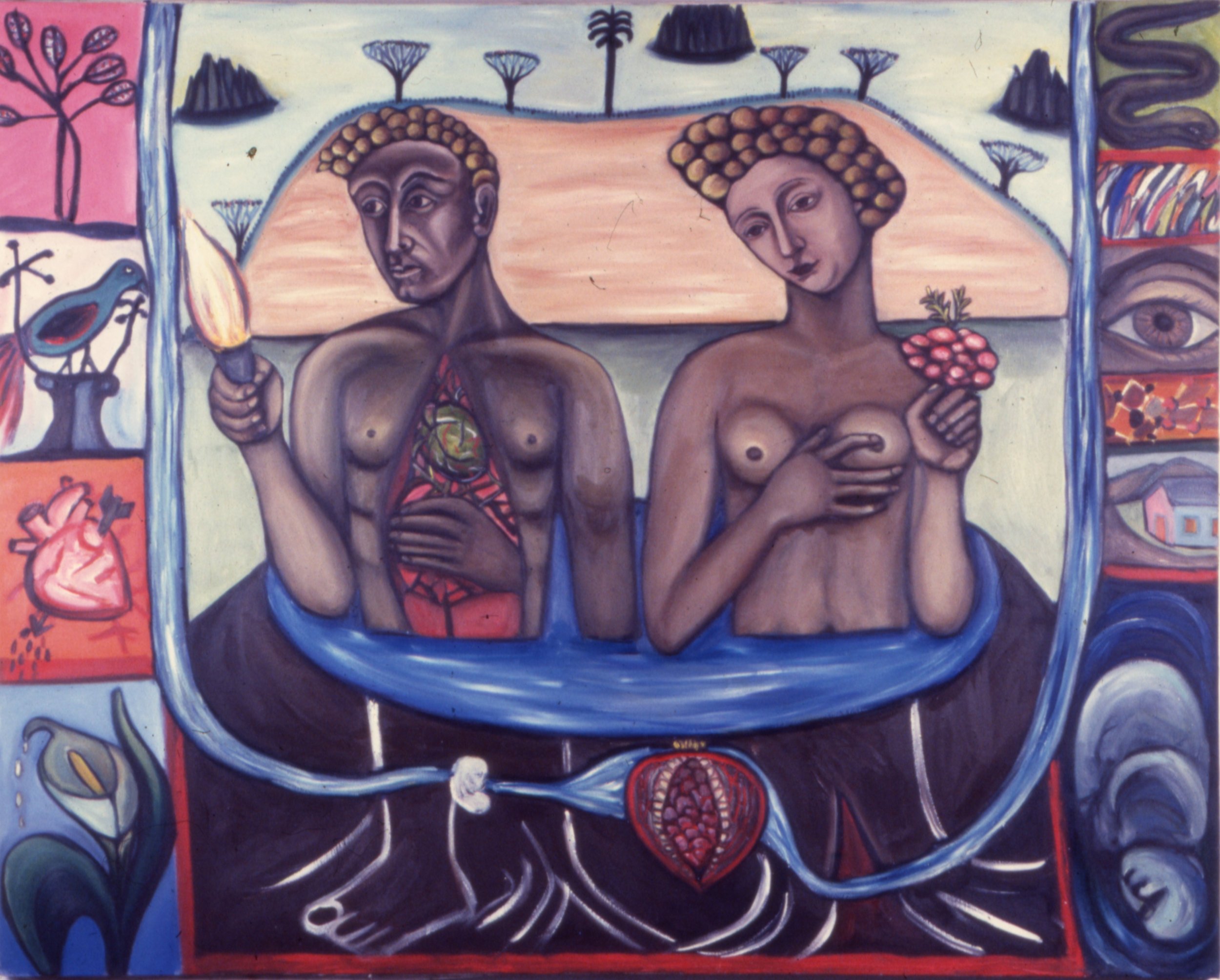 We all Bath in the Pool of Water, 1994, Acrylic on Canvas 62" x 72", 