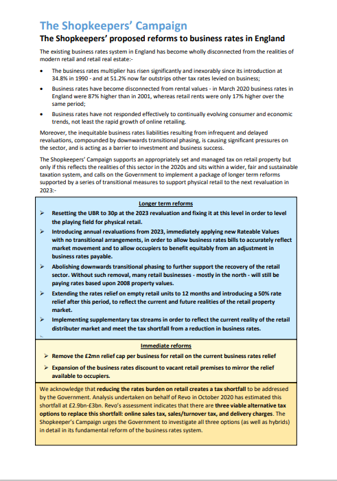 The Shopkeepers’ Campaign Policy asks 2021