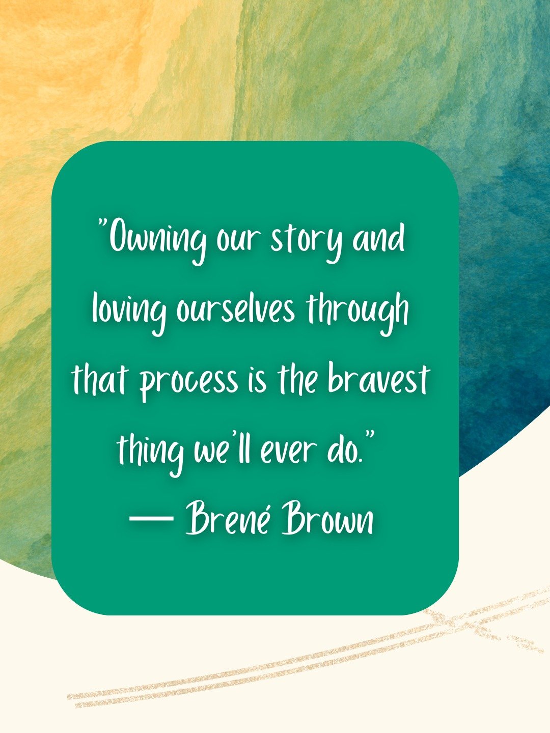 &ldquo;Owning our story and loving ourselves through that process is the bravest thing we&rsquo;ll ever do.&rdquo; &mdash; Bren&eacute; Brown

#brenebrown #brenebrownquote