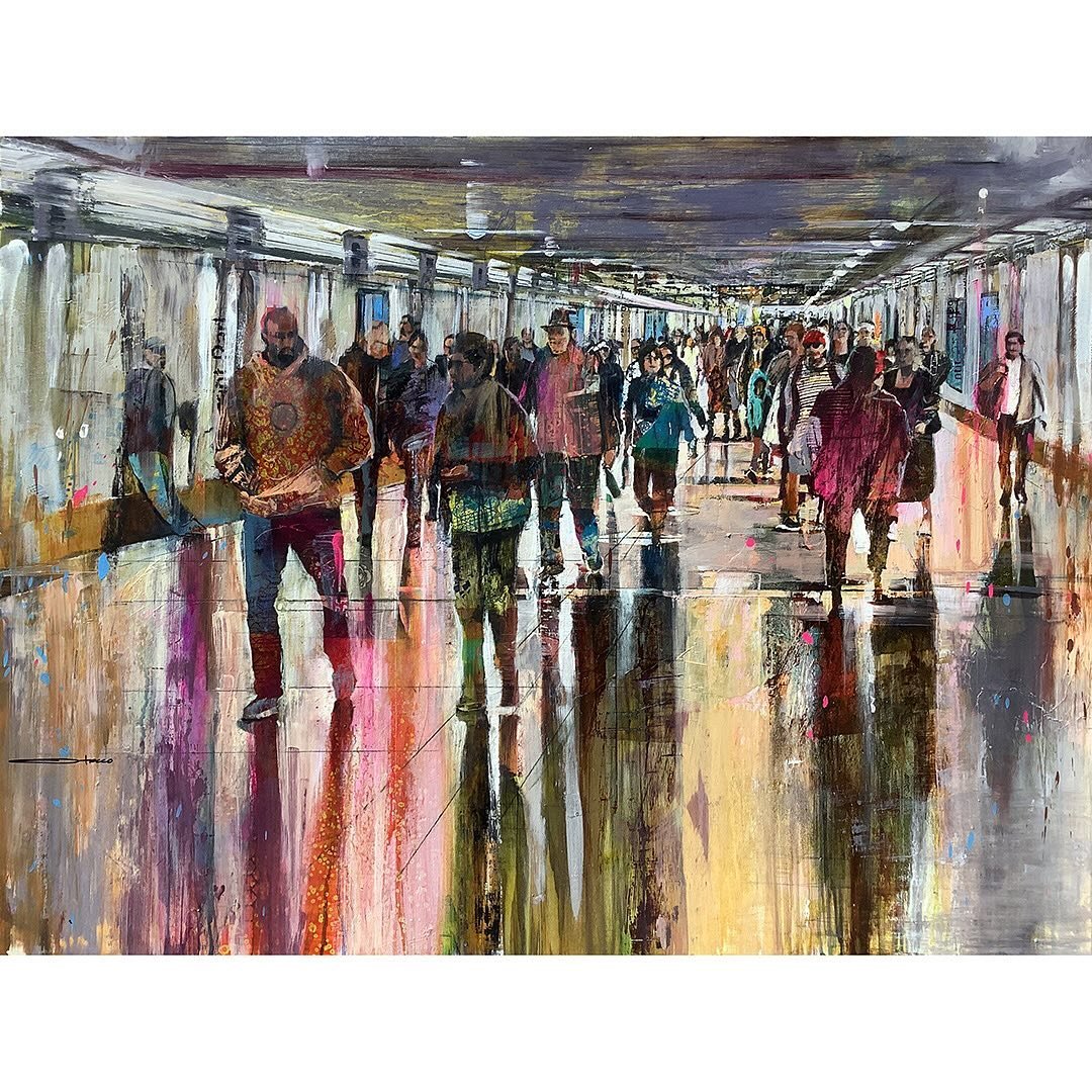 View of the pedestrian tunnel under Union Station in L.A.

&ldquo;Echoflow,&rdquo; mixed media on panel, 48&rdquo; x 36&rdquo;.

#originalart #contemporarypainting #keepitreal