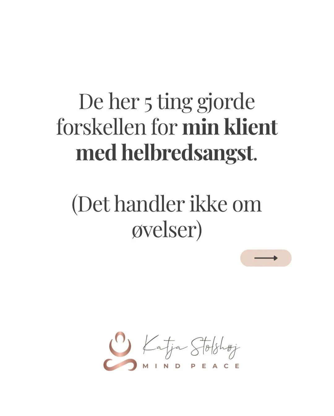 N&aring;r man har helbredsangst, leder man konstant efter noget, man kan g&oslash;re for at f&aring; ro. Men sandheden er, at jo mindre du g&oslash;r, jo hurtigere falder stormen til ro. 🌪️✨

Min klient opdagede, at hendes angst ikke kom fra kroppen