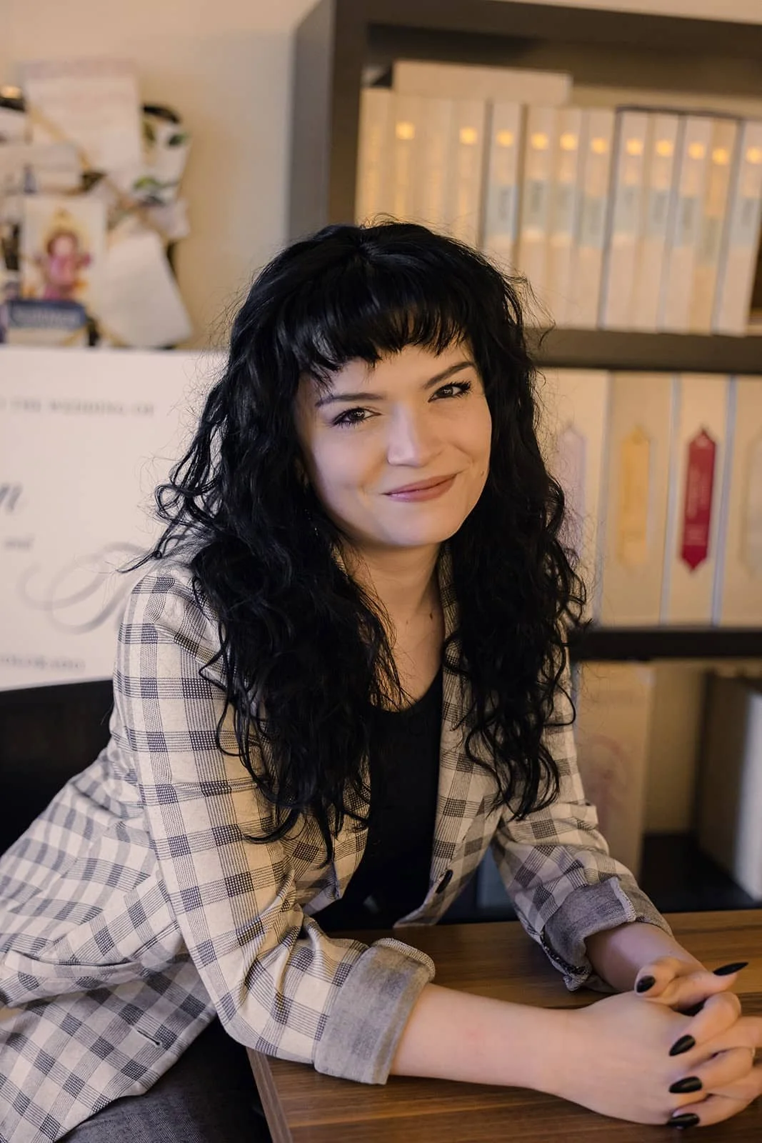 Woman at desk; neurofeedback