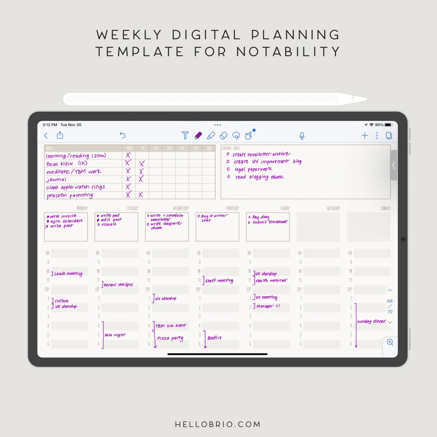 Notability Daily Task Planner
