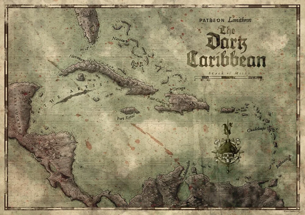 Dark Caribbean Map & Cartography Kit