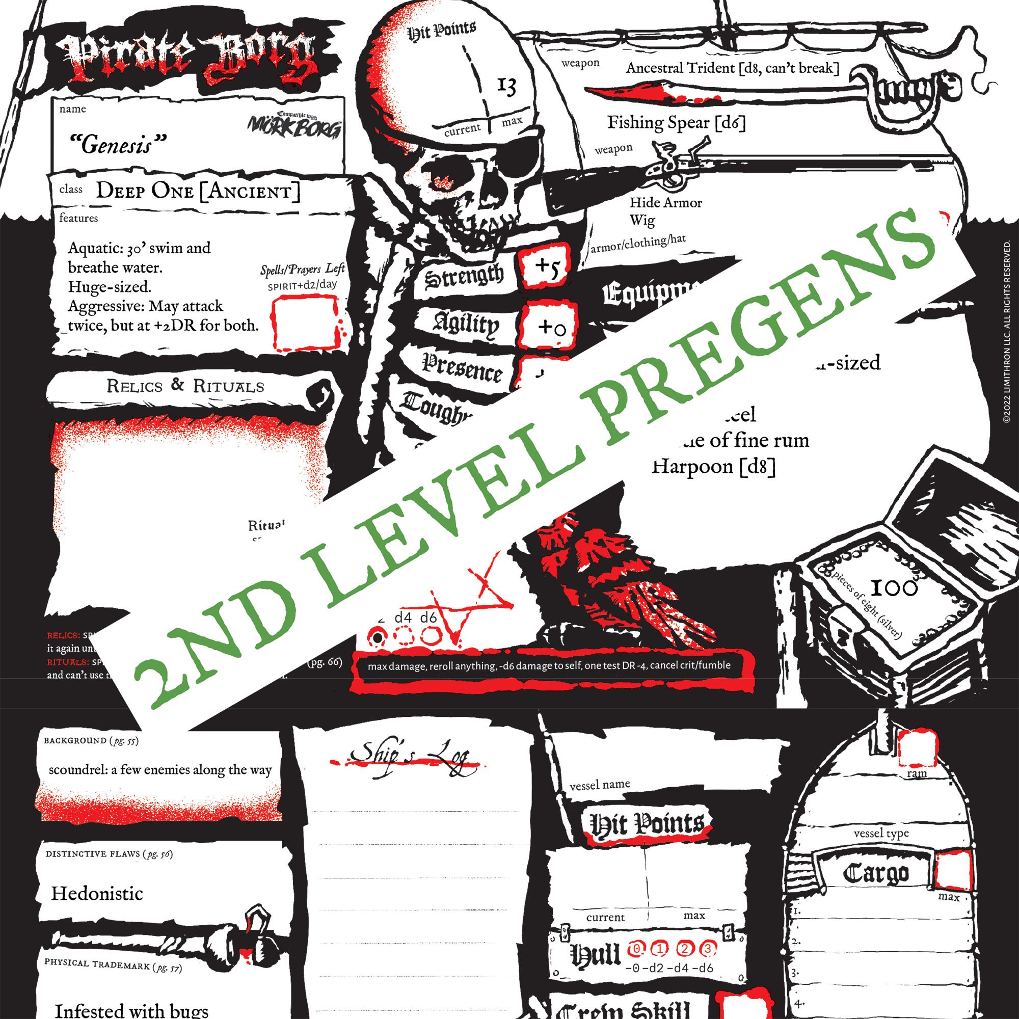 Premade 2nd level Pirate Borg Characters