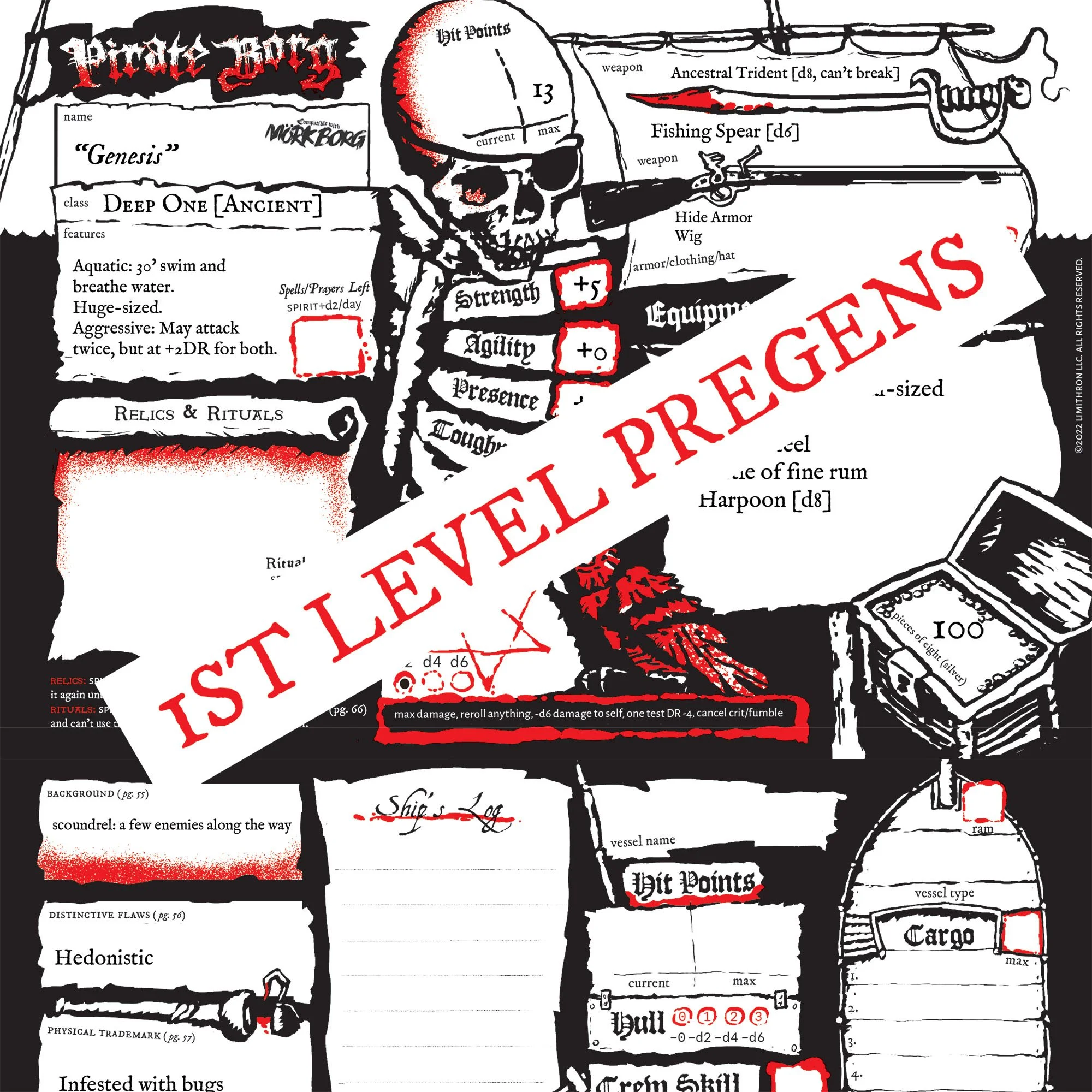 Premade 1st level Pirate Borg Characters