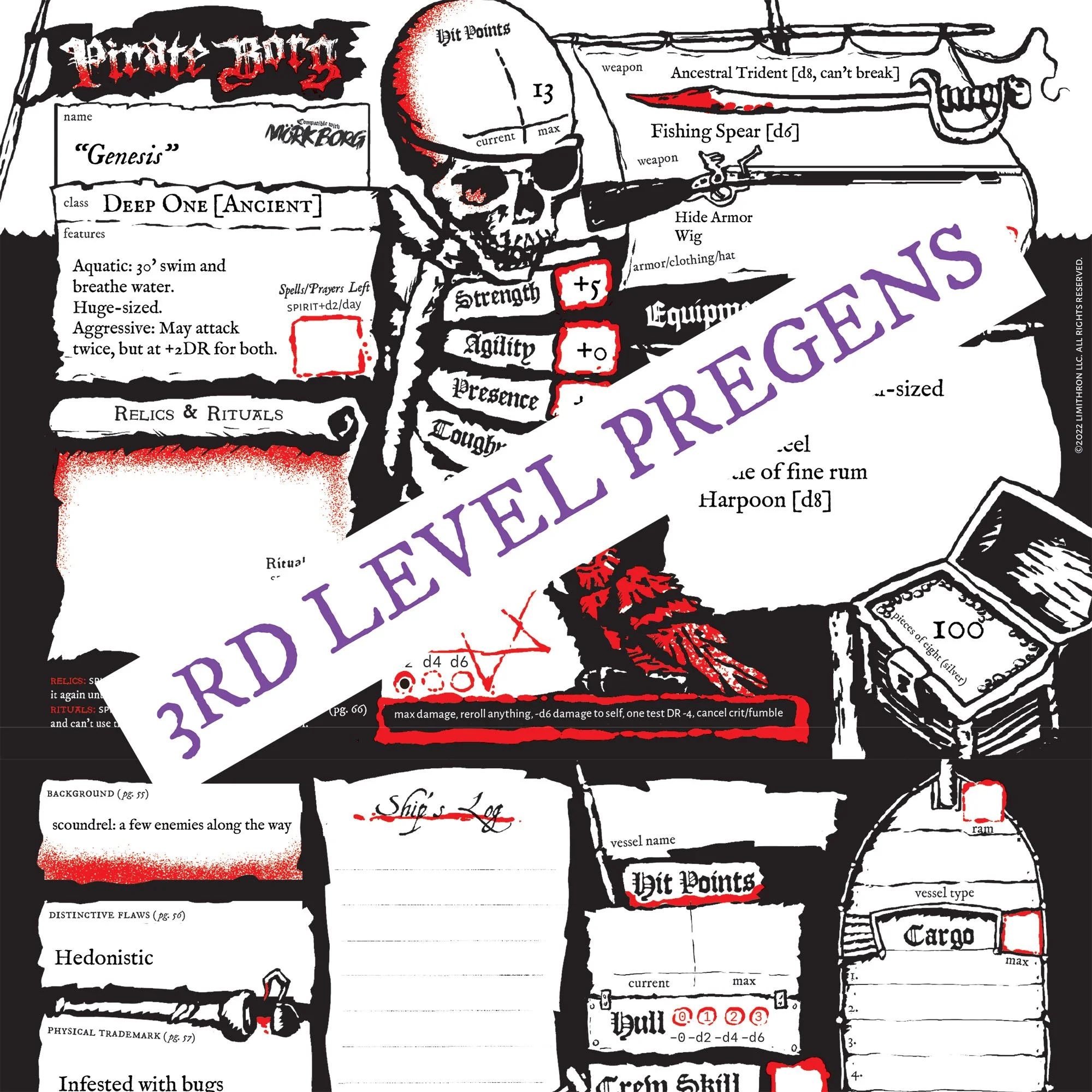 Premade 3rd level Pirate Borg Characters