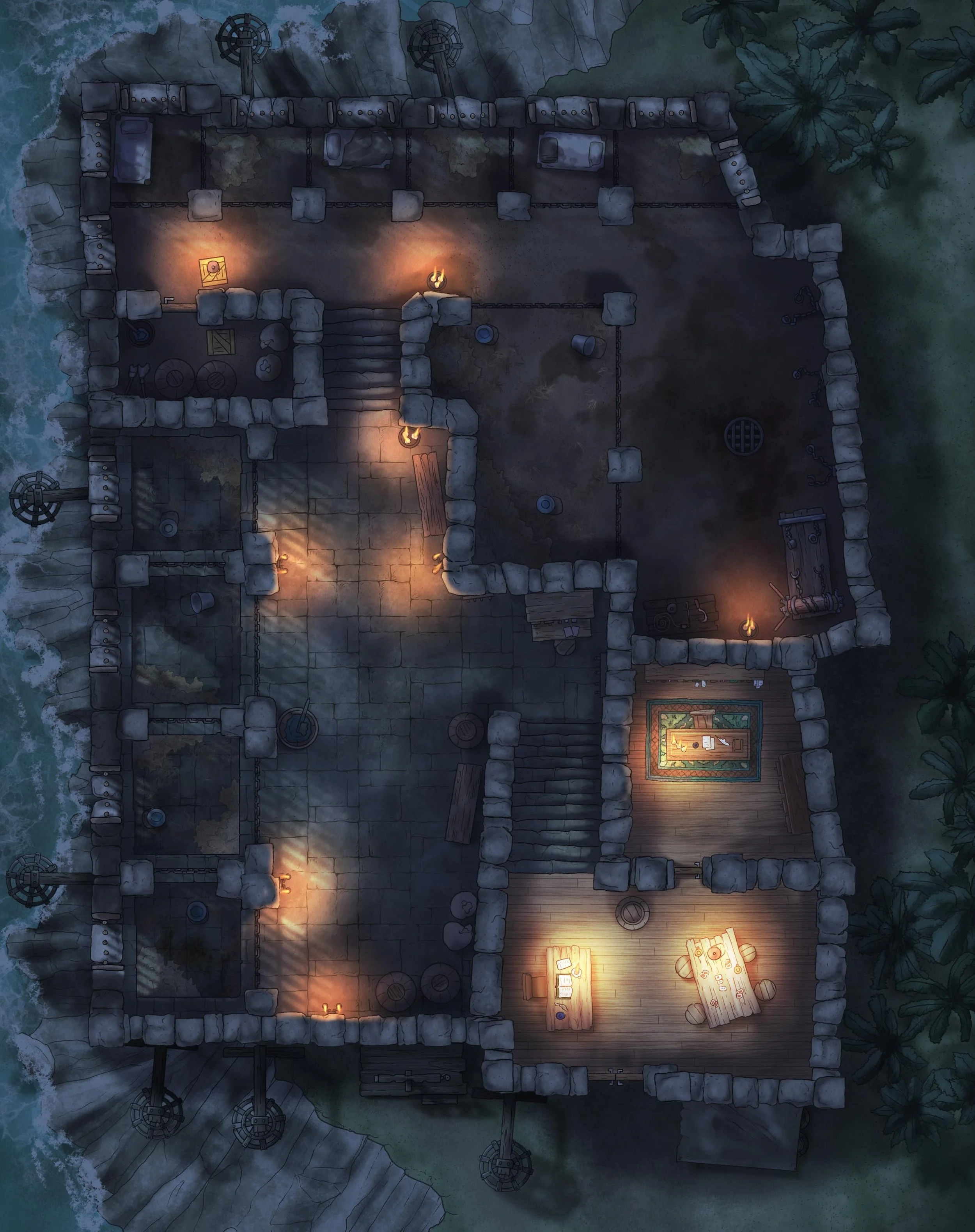 Jail Cliffside Tropical Night