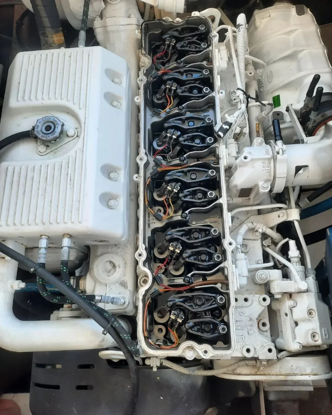 Cummins QSC valve adjustments, and heat exchanger services on this Fisher's Island shuttle vessel. Thank you for the business @west_cove_2 

#tristatemarinect #marinedieselspecialists #chesapeakebay #boat #cumminsmarine #cummins #cumminsonan&nbsp; #y