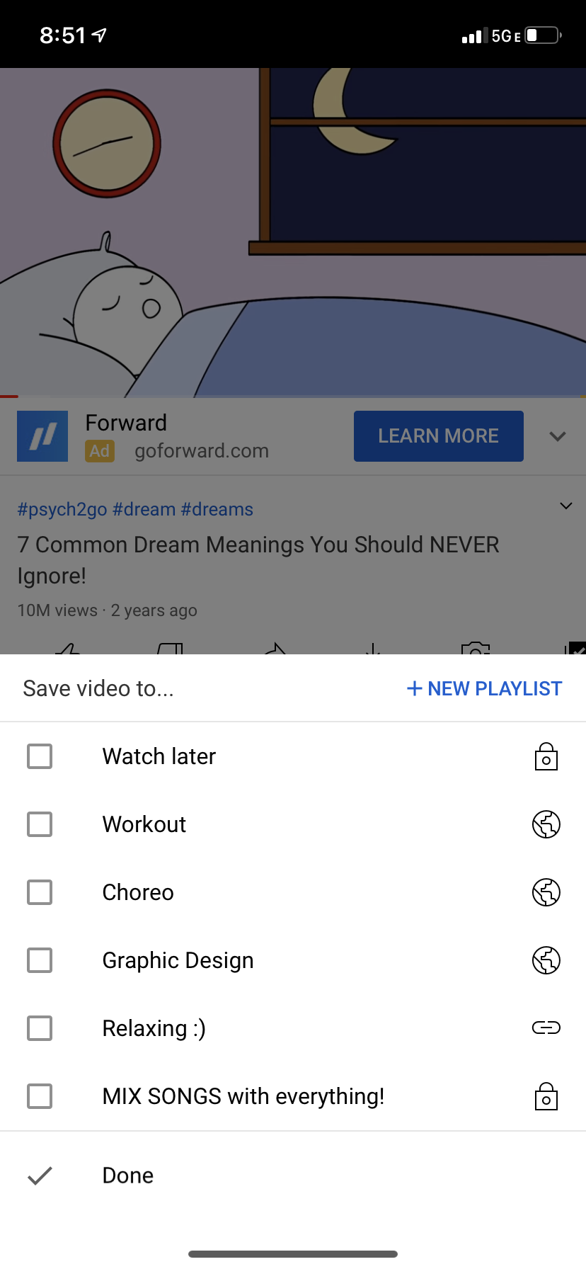 Youtube makes it easy to add videos to an existing playlist. I like how Youtube automatically creates the “Watch later” playlist since it is a typical playlist user will make.