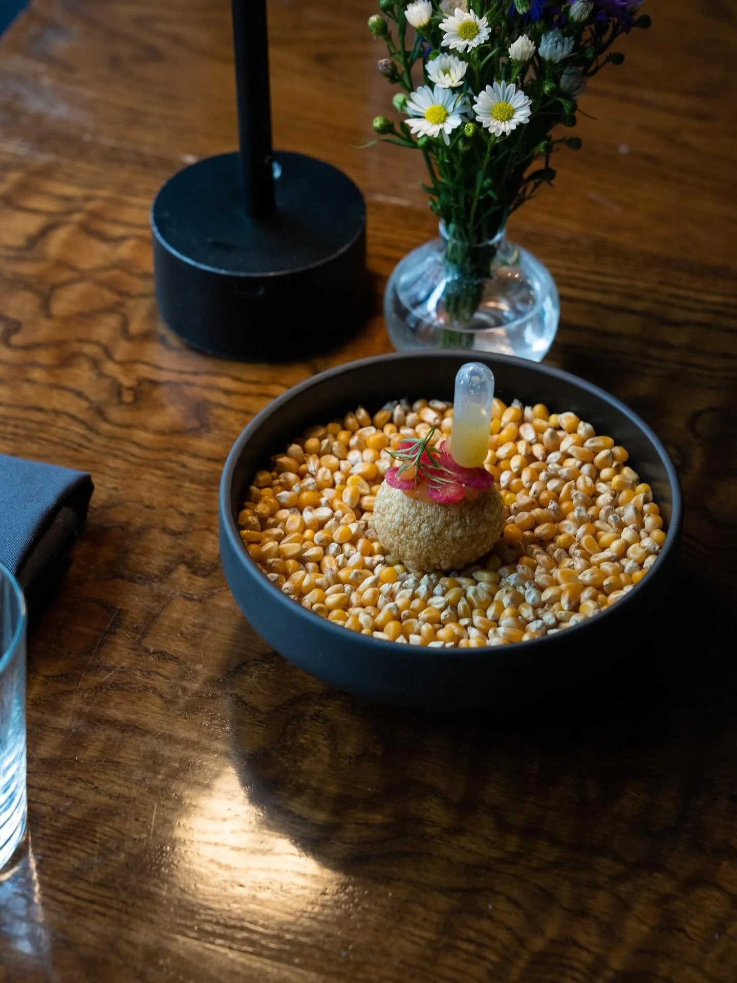 The ever-changing Fushka.

One edition is our sweet potato, pepita salsa, and pear aquachile.

This is #Luthun

#finedining 
#eastvillagenyc 
#michelin 
#michelinguide