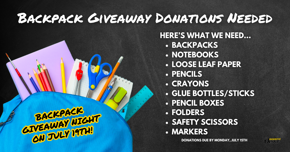 Backpack Giveaway Annual Backpack giveaway 2024 at Hawkeye Downs Speedway | Hawkeye Downs