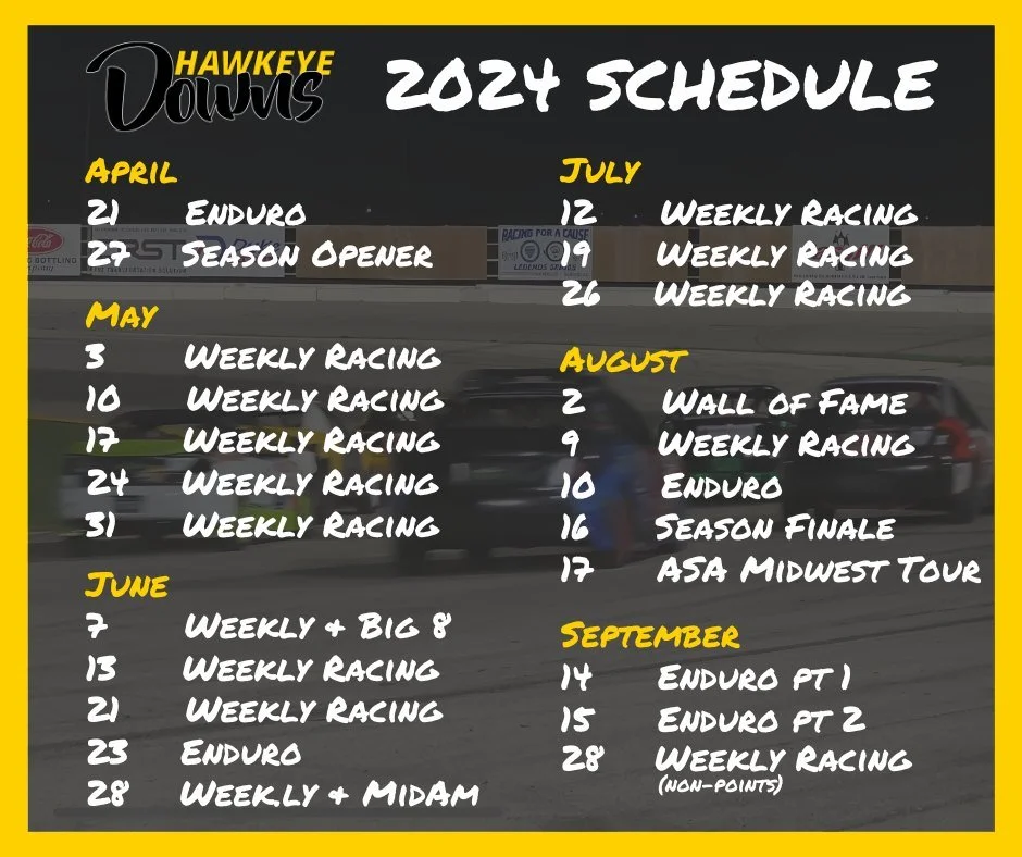 2024 Hawkeye Downs Speedway Race Schedule Announced Hawkeye Downs