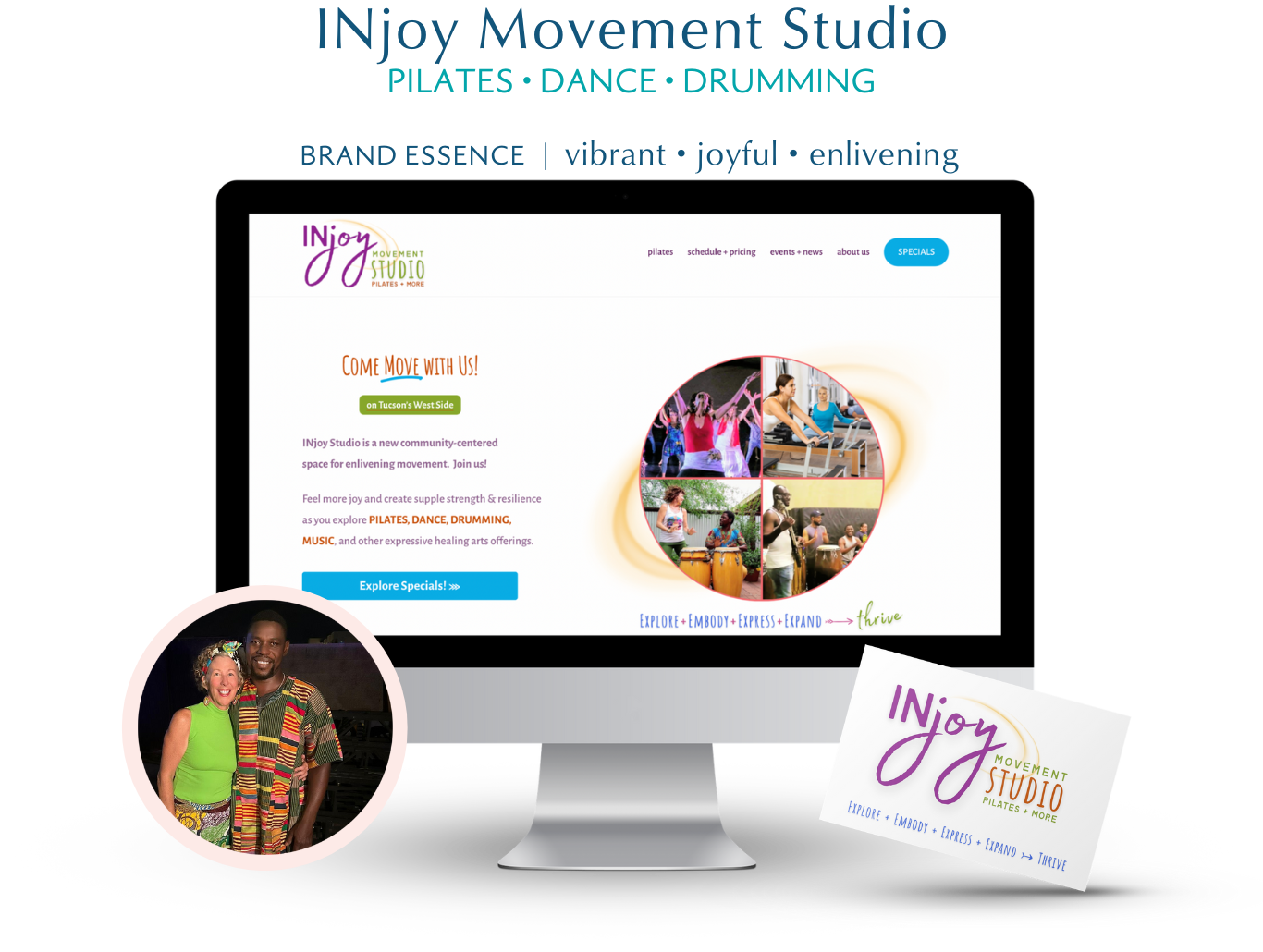 A mockup of a website designed for a Pilates & Movement Studio in Tucson, Arizona