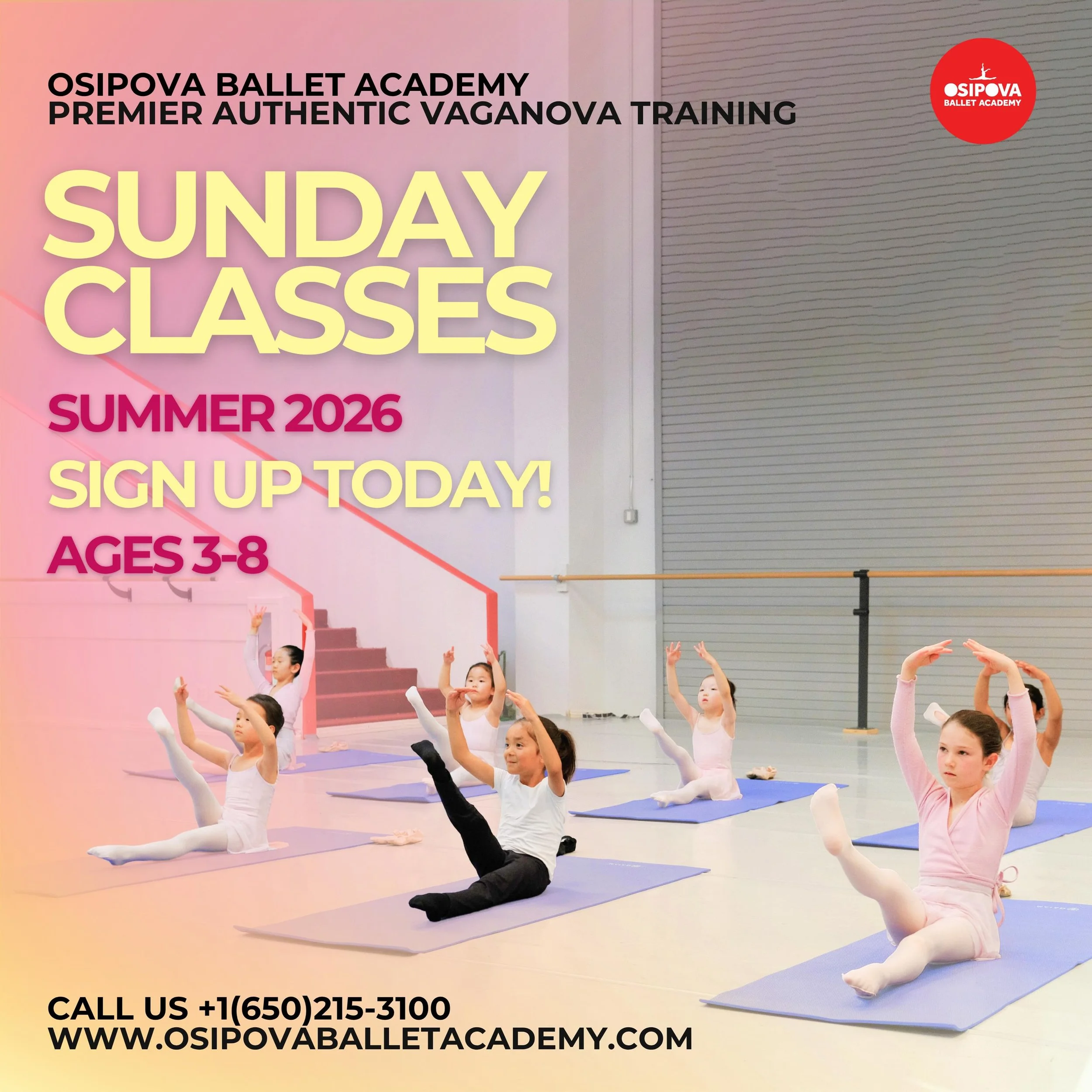 Osipova Ballet Academy Summer Programs 2026: Sign up Today for Pre-Ballet Division Sunday Summer Classes 2026 💗

Introduce your child to the joy &amp; beauty of ballet this summer with Osipova Ballet Academy&rsquo;s Sunday Summer Classes! 
Designed 