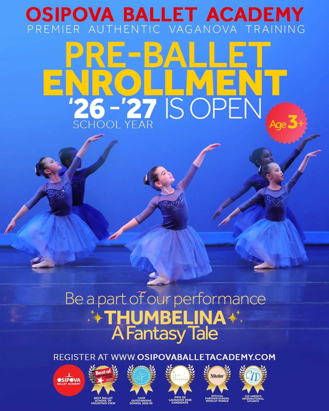 Registration 🧡OPEN🧡 for Osipova Ballet Academy&rsquo;s 🧡PRE-BALLET DIVISION🧡

✨Osipova Ballet Academy is proud to be part of young dancers journeys by guiding them through their introduction to ballet. Our mission is to cultivate a deep love for 