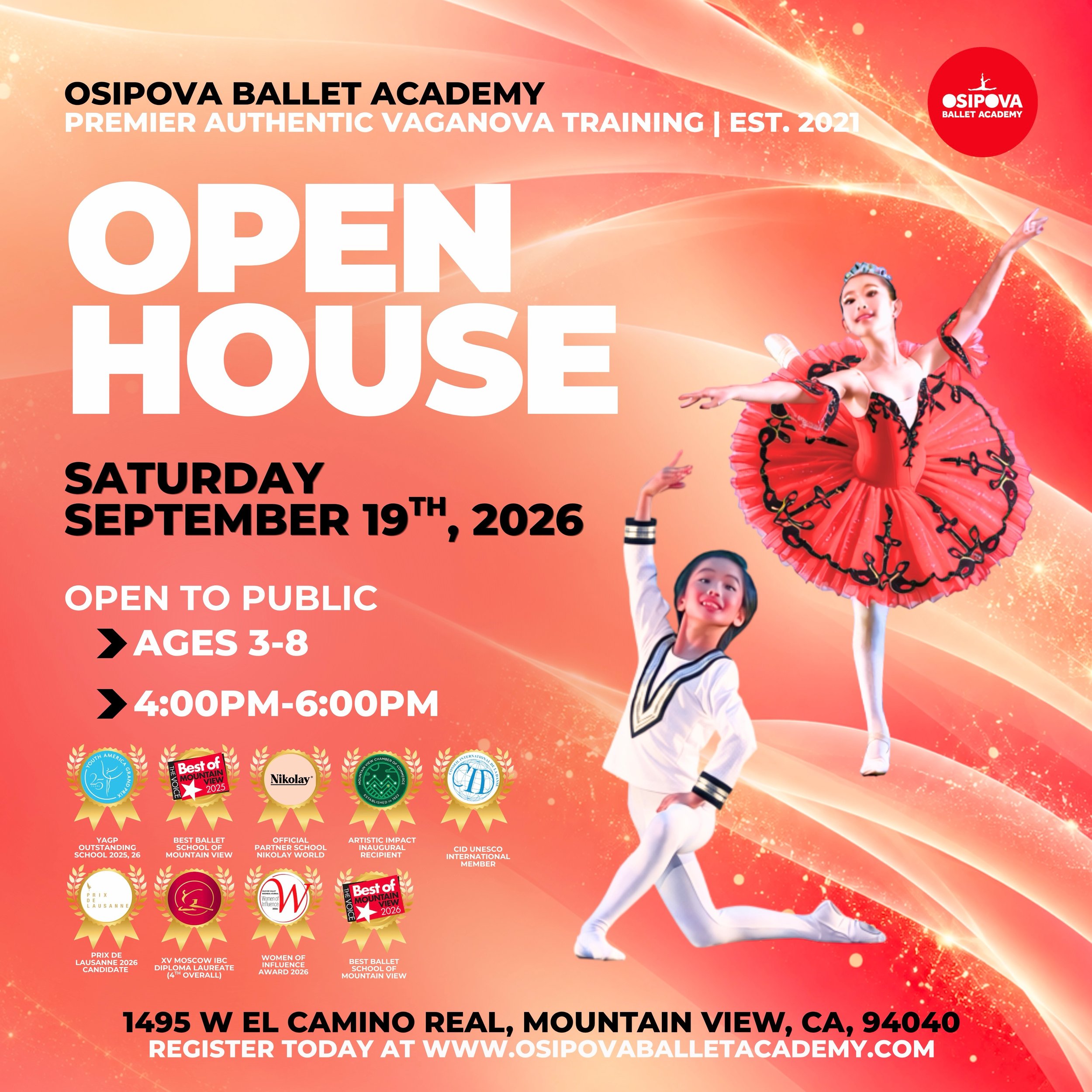 Osipova Ballet Academy&rsquo;s
❤️💫Fall 2026 Open House ❤️💫

Step inside the world of OBA &amp; experience the artistry, discipline, &amp; innovation that define our internationally acclaimed academy. From free trial classes to live student performa