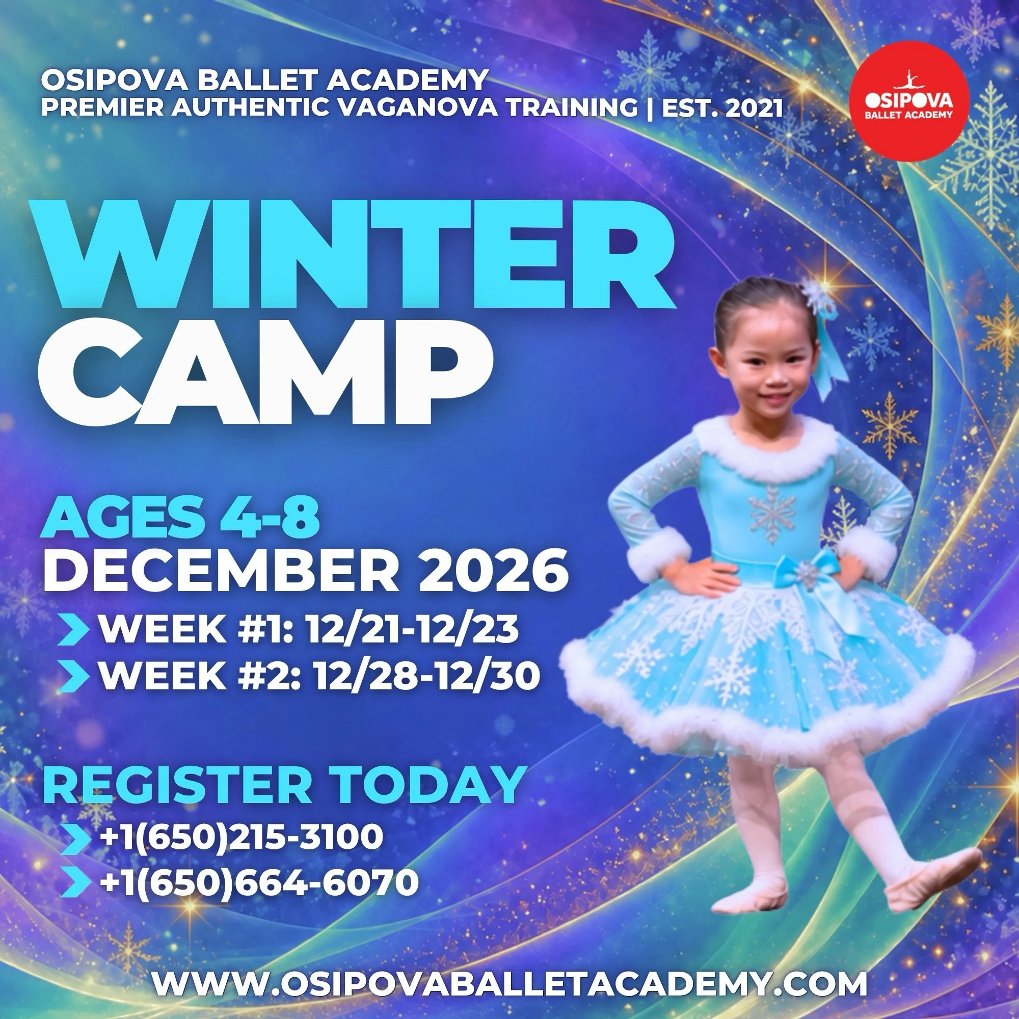 Osipova Ballet Academy Winter
Camp 2026-2027: Celebrating Six Years of
Excellence in Premier Authentic Vaganova Training ❄️✨

This holiday season, let your child discover the magical world of ballet at OBA&rsquo;s Winter Camp, the perfect gateway for