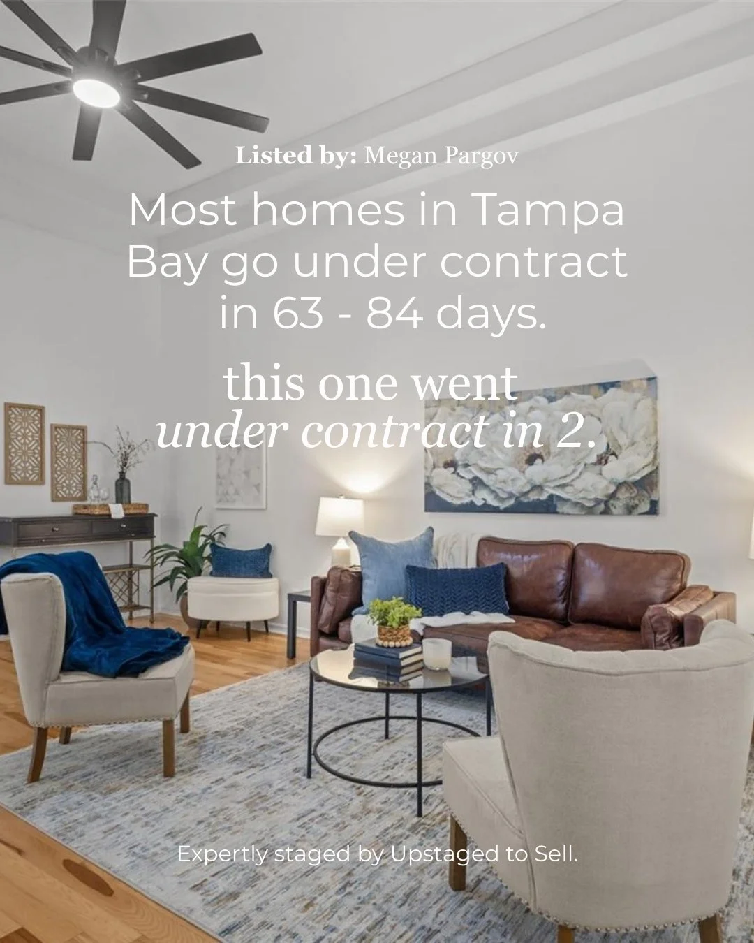 Most homes in Tampa Bay sit on the market for two to three months. 

That delay creates stress, invites price reductions, and stalls your next move as a relator trying to be a top performer. 

This home was staged, listed, and under contract in just 