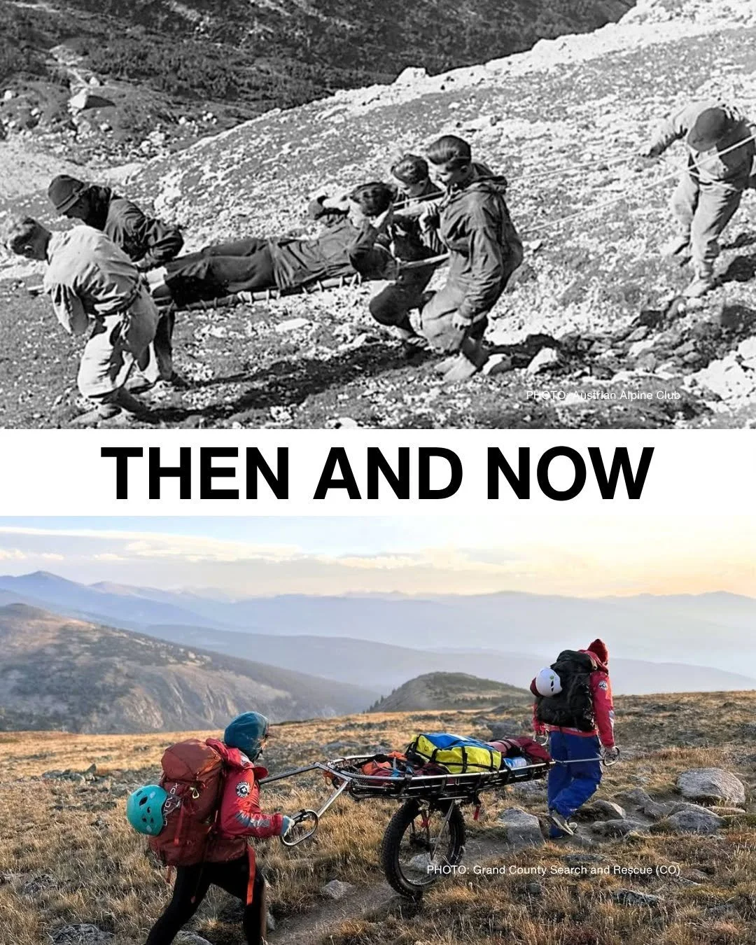 INTERNATIONAL MOUNTAIN RESCUE DAY
On this weekend in 1948, mountain rescue pioneers from different countries gathered at the Wilden Kaiser at the invitation of the Austrian Alpine Club. They exchanged knowledge, shared experiences, and laid the found