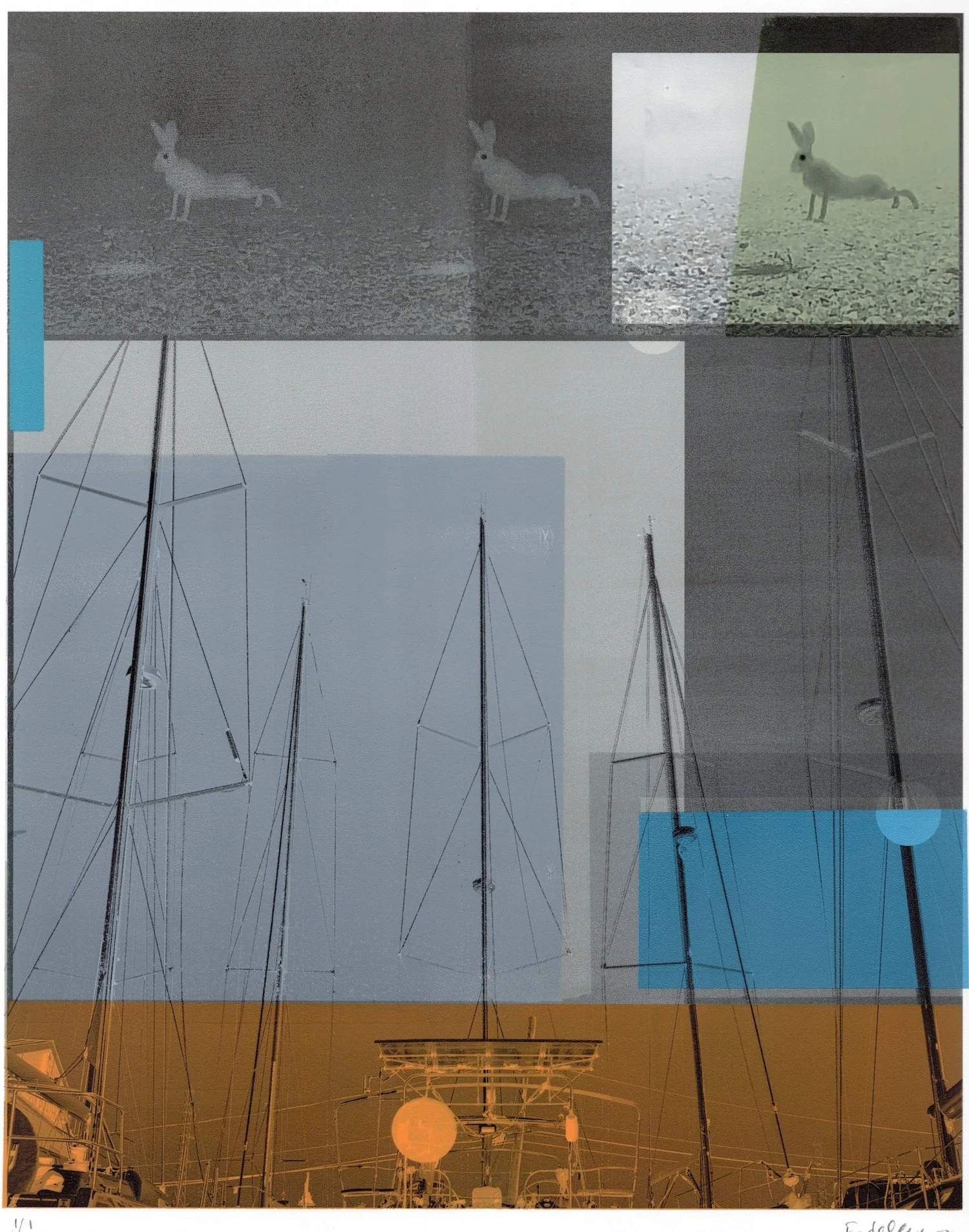 Patty deGrandpre, Masts & Planks, Block printing ink, digital inkjet, Bergger Paper, 17 x 13” $425
