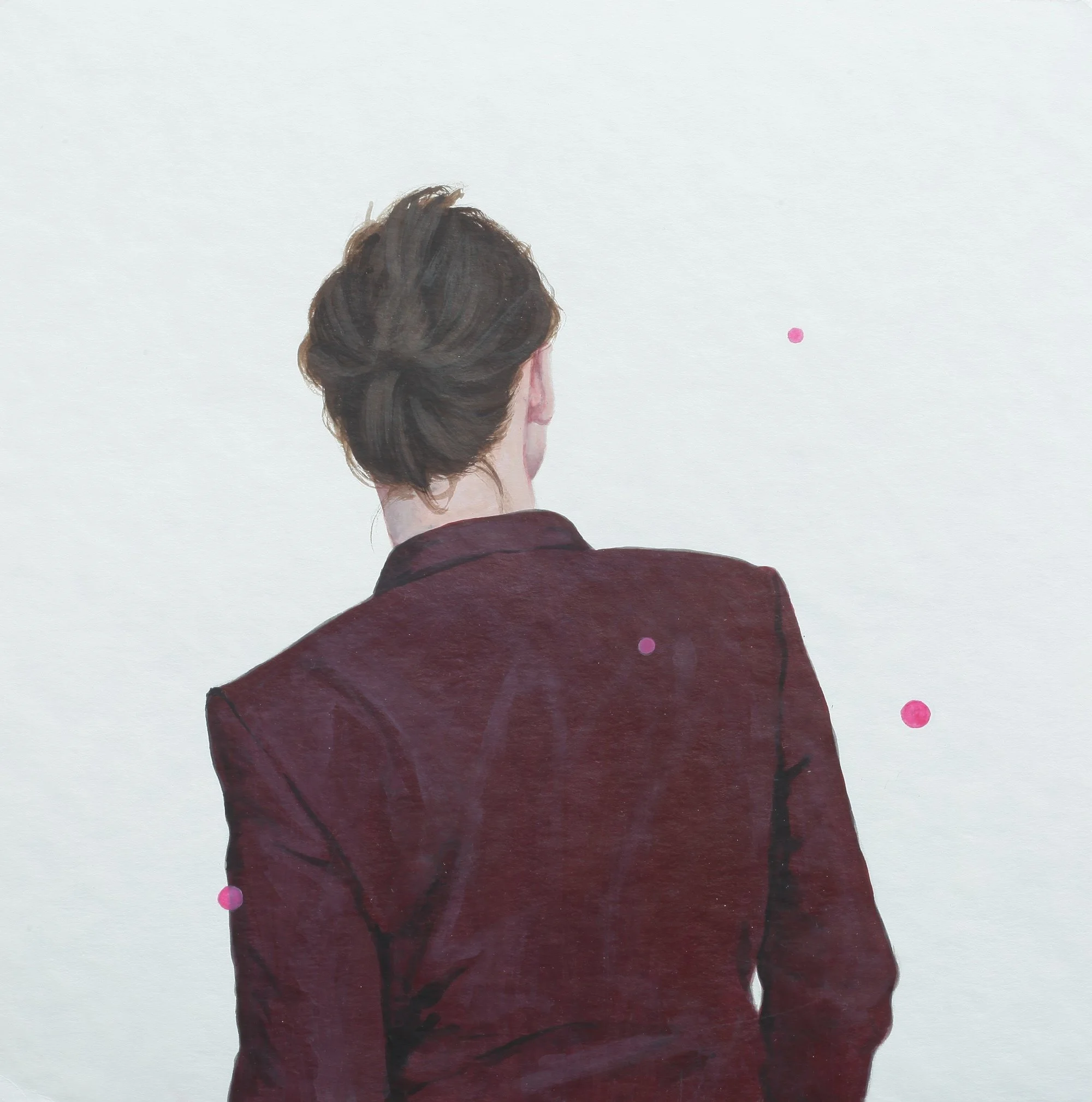 Karoline Kroiß, Rosa Punkte II – pink dots II, acrylic on paper, 25x25 cm, €400 
