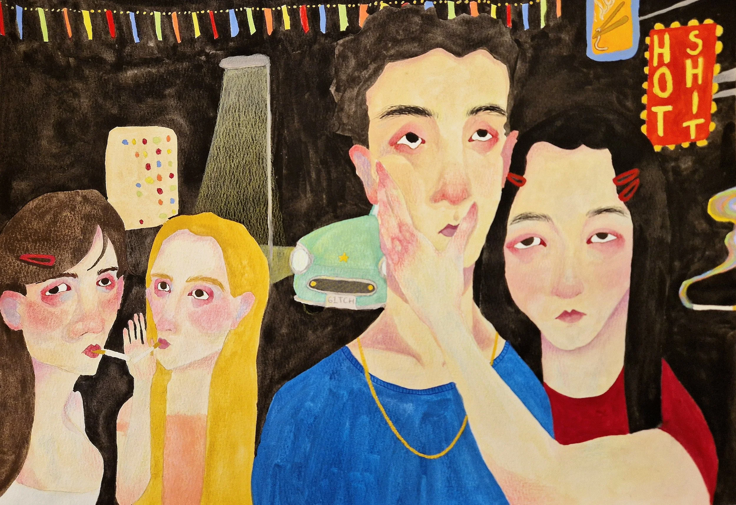 Hafsa Siddiqui, Summer Nights, Acrylic, gouache and pencil on paper, 29.7cm x 42cm, £450
