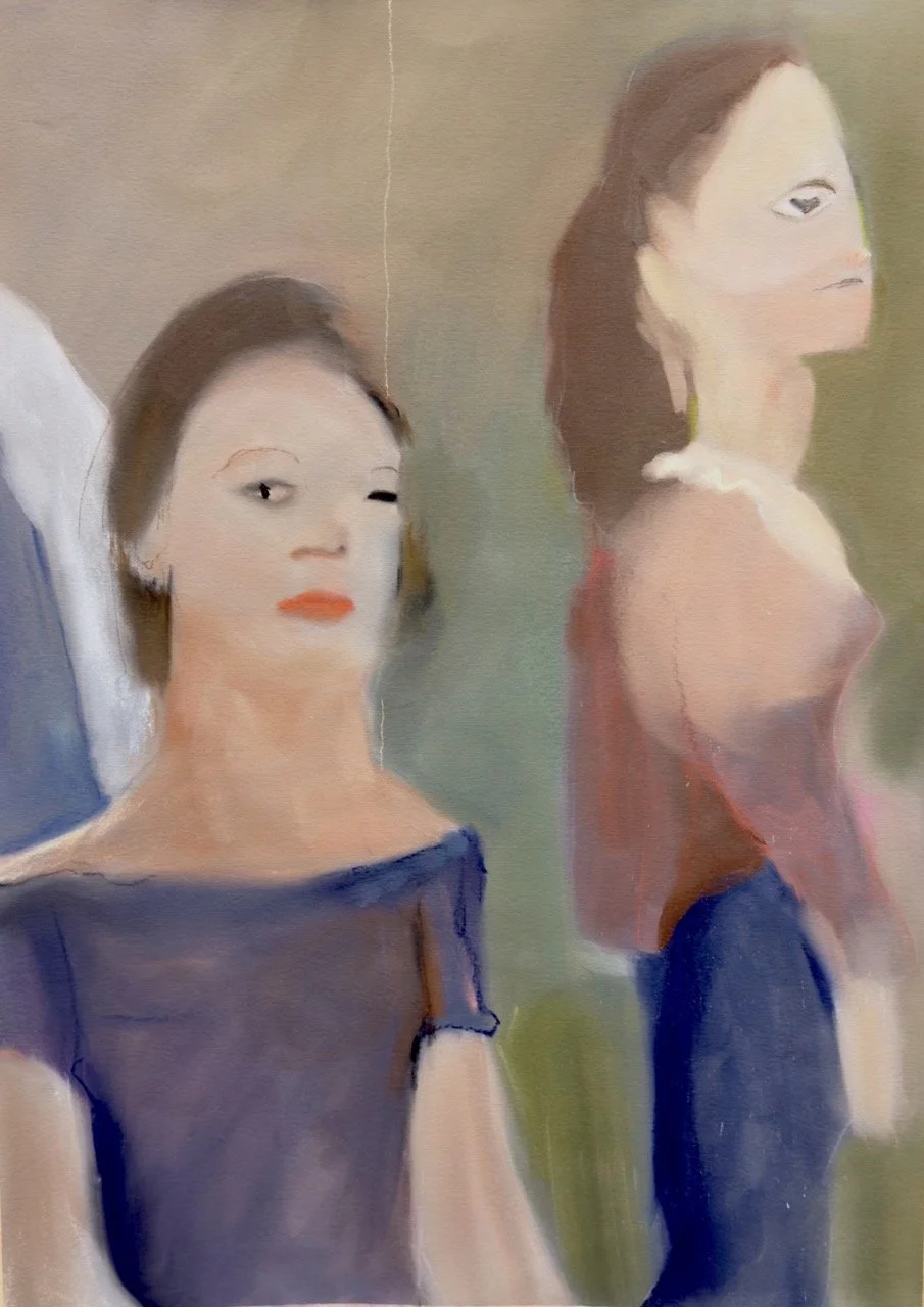 Jenna Sedlack, Aware of Something, Oil and pastel on paper, 19"x27" $2,200
